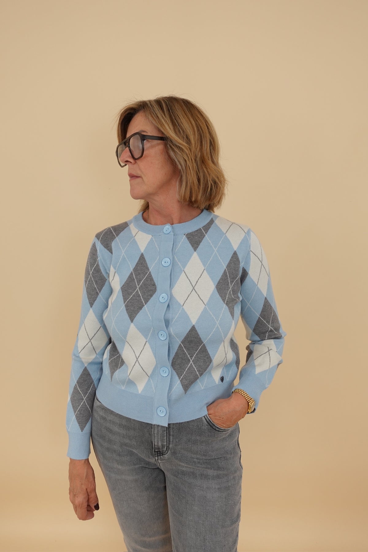 Cardigan Rombi Azzurro