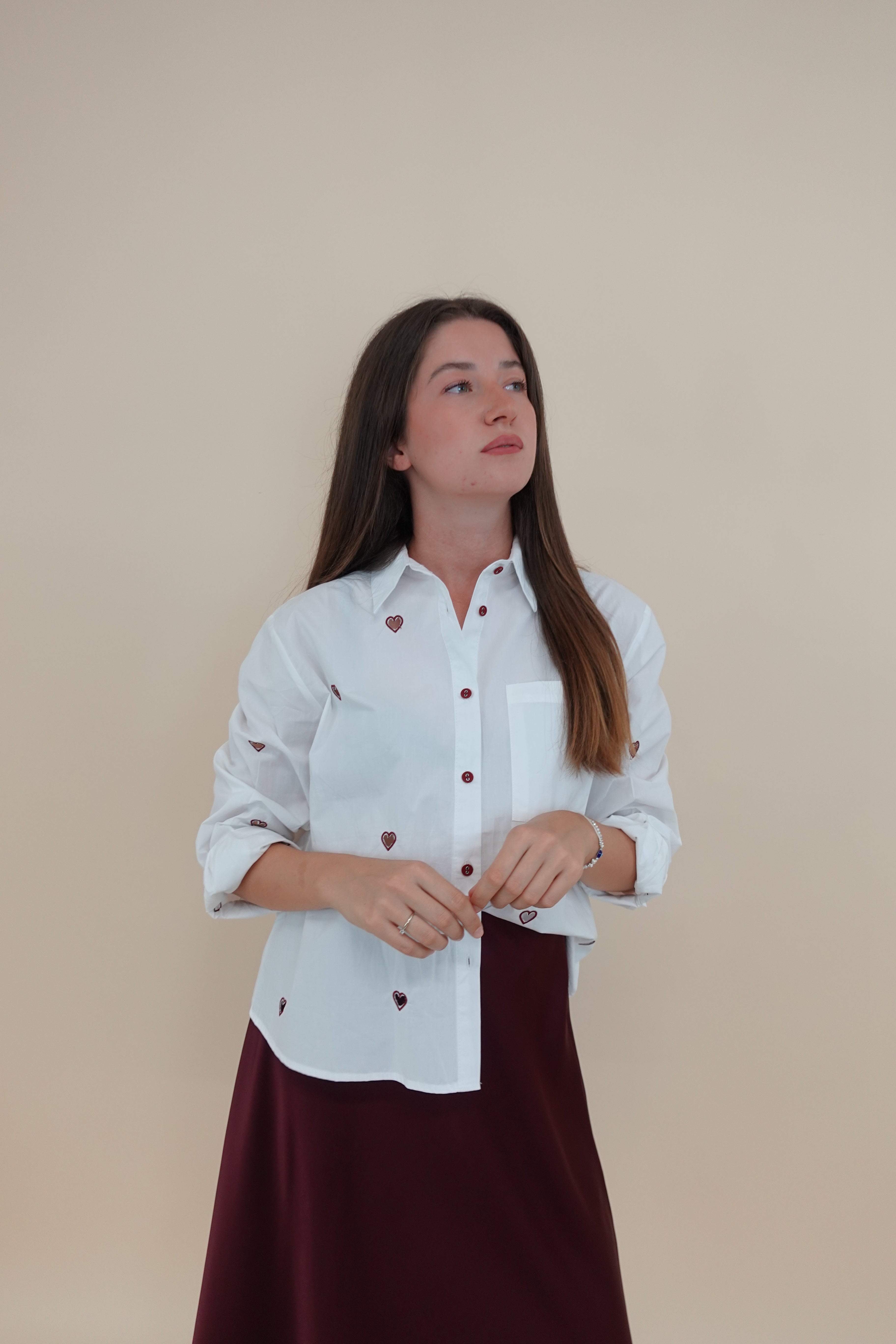 Camicia Heart Bordeaux