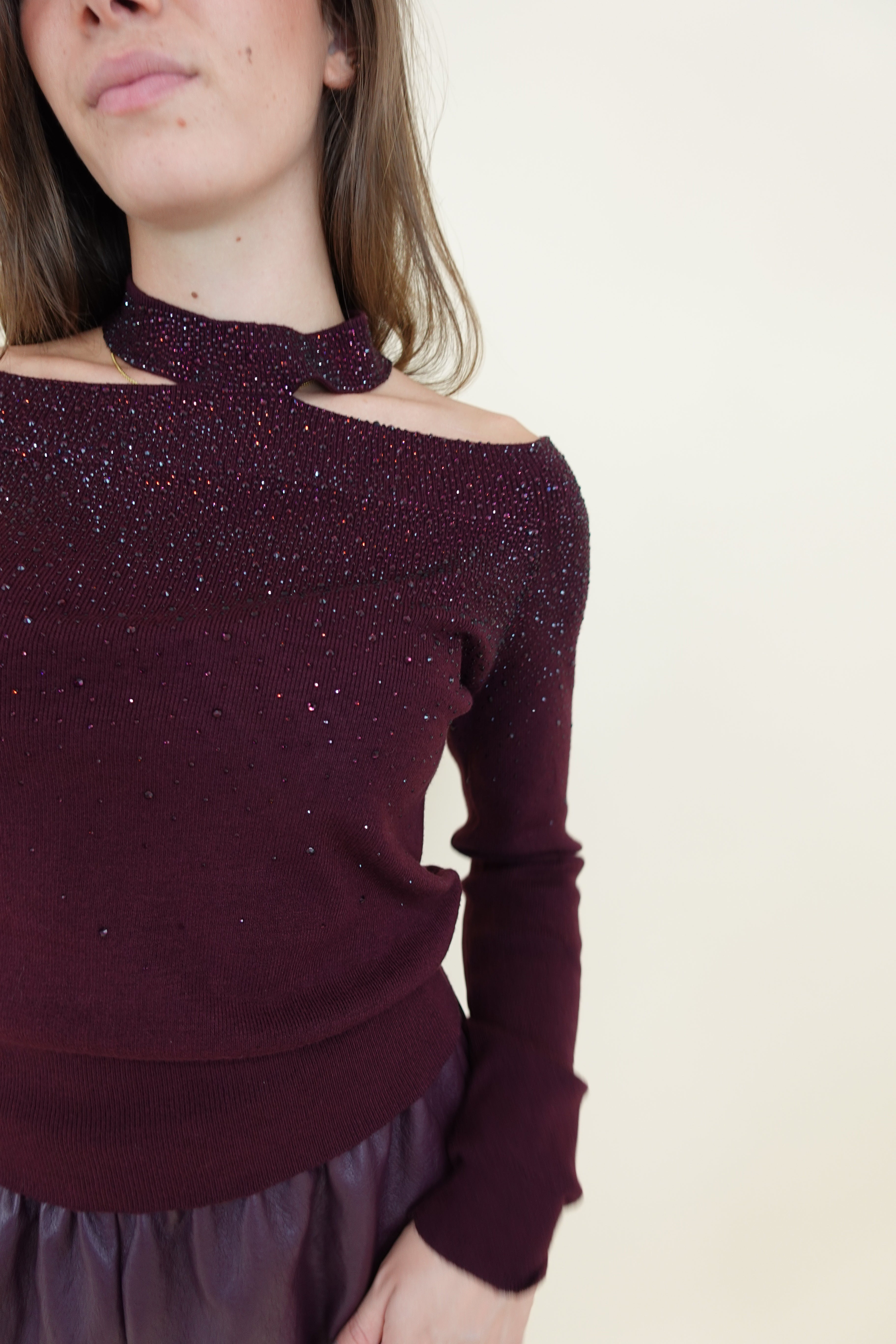 Maglioncino cutout bordeaux