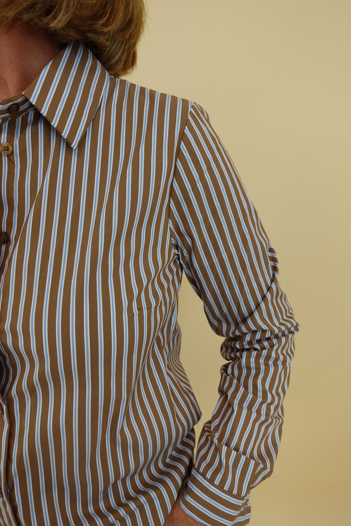 Camicia righe fine Beige