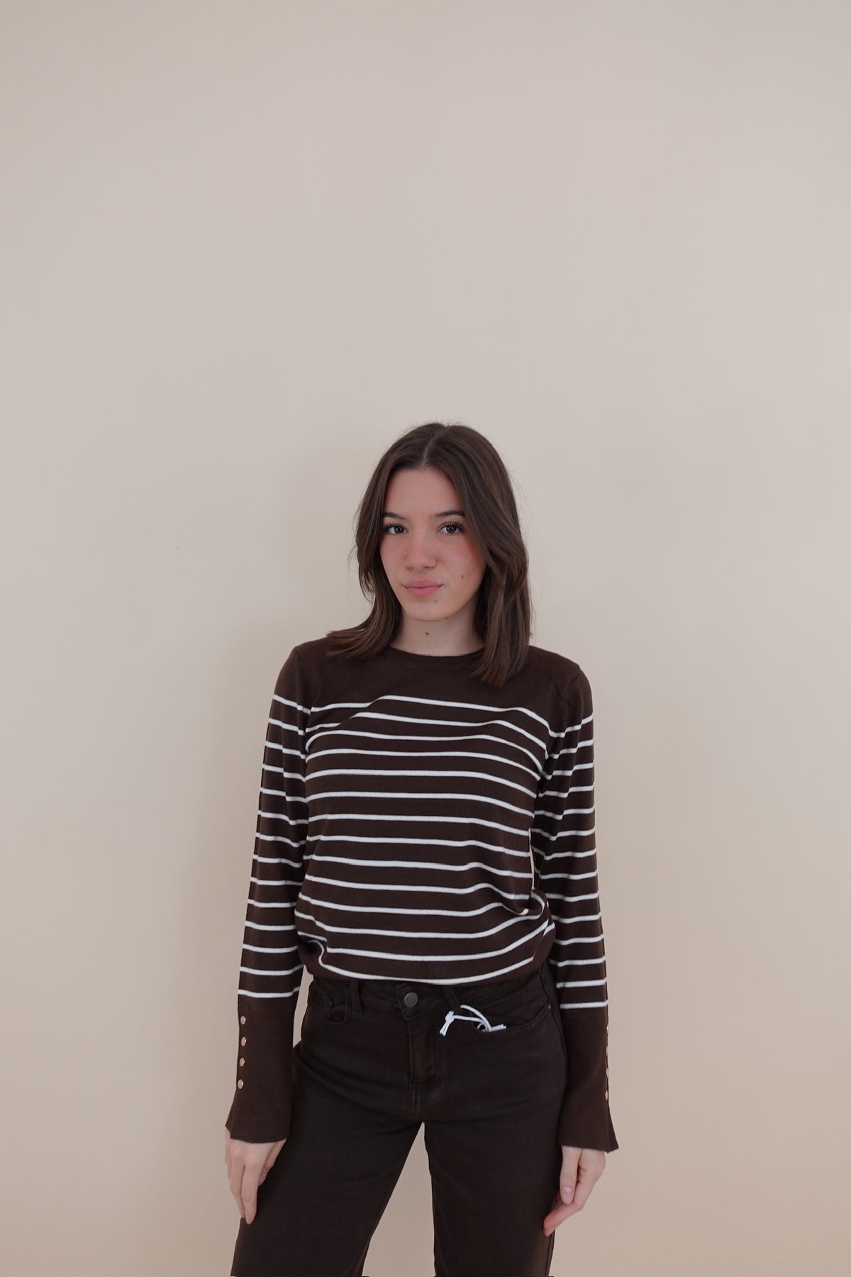 Maglioncino Righette Marrone