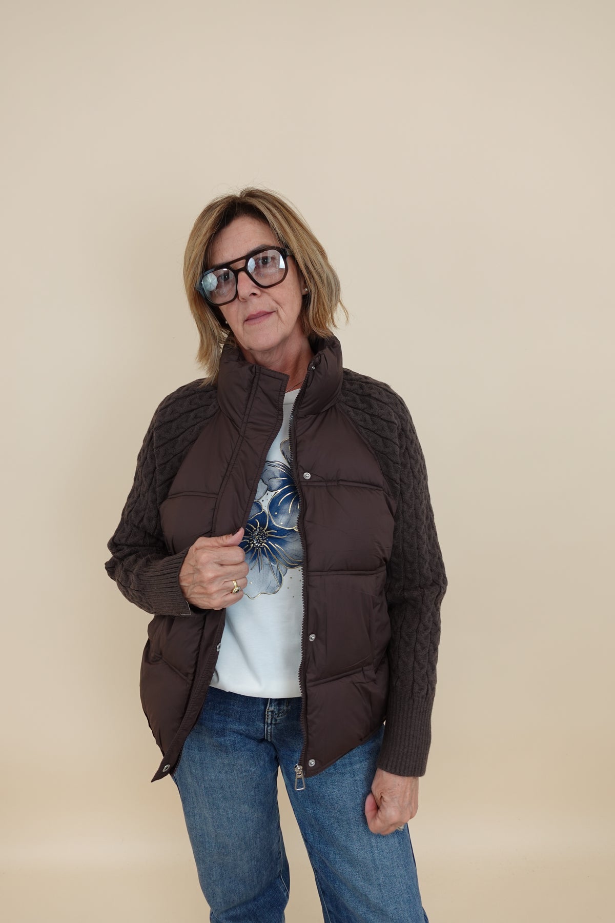 Piumino Treccia Marrone