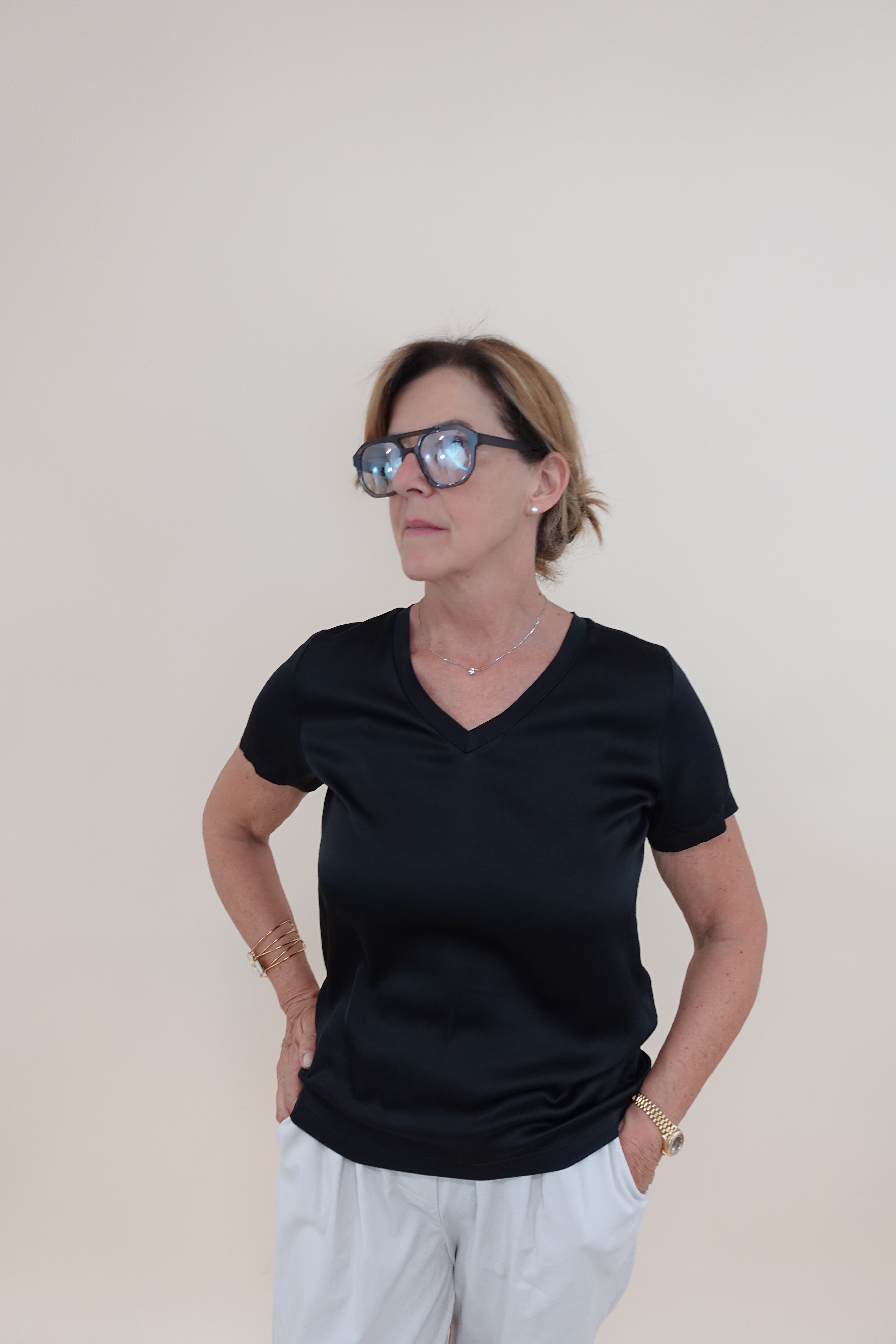 Maglia Satin V Nero