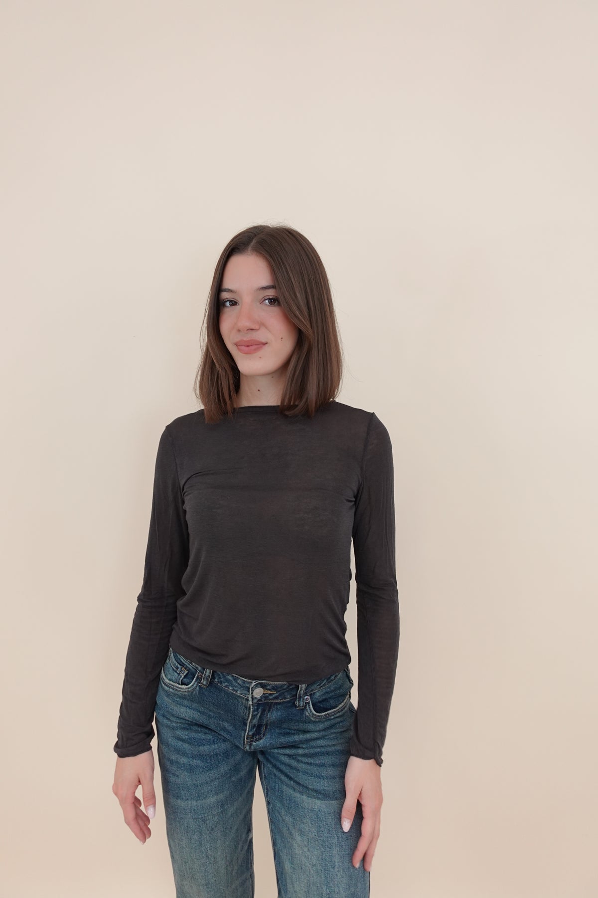 Maglia Misto Cashmere Marrone