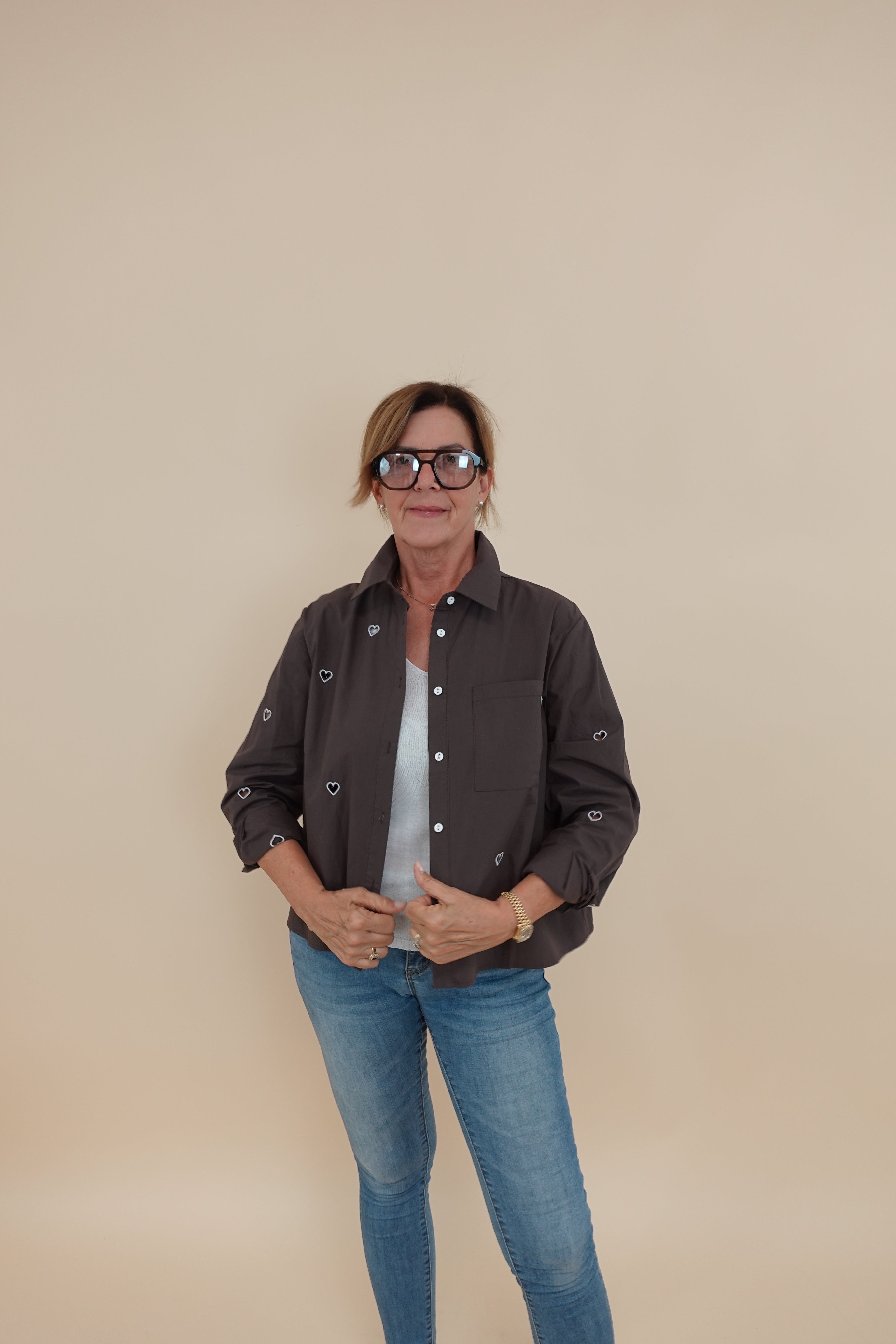 Camicia Heart marrone