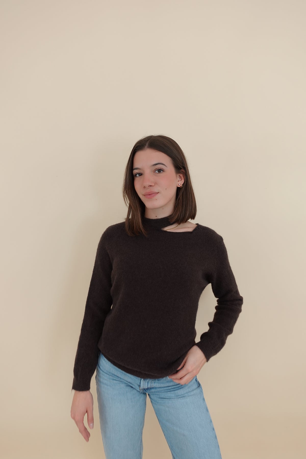 Maglione Cut Marrone Small