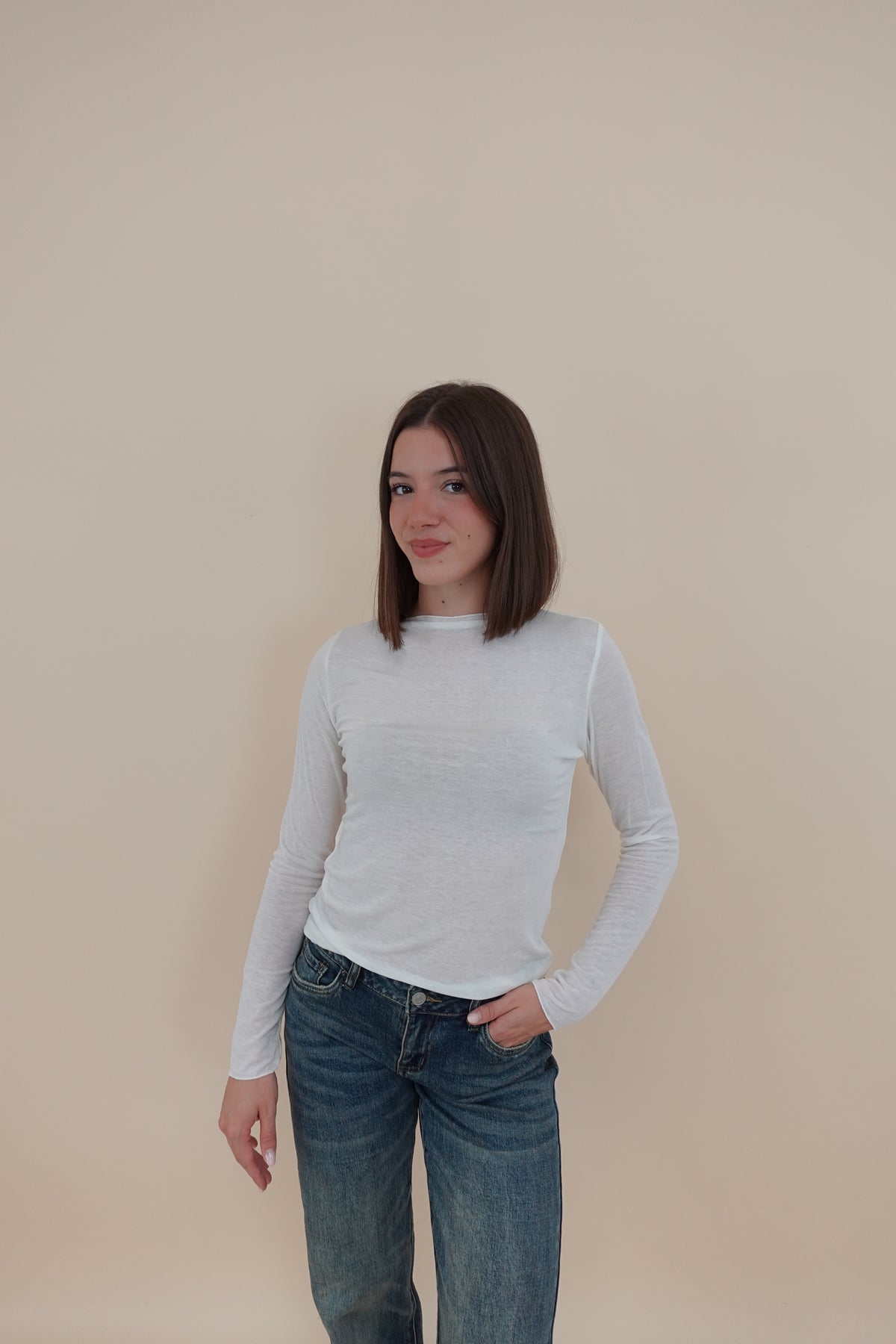 Maglia Misto Cashmere Bianca