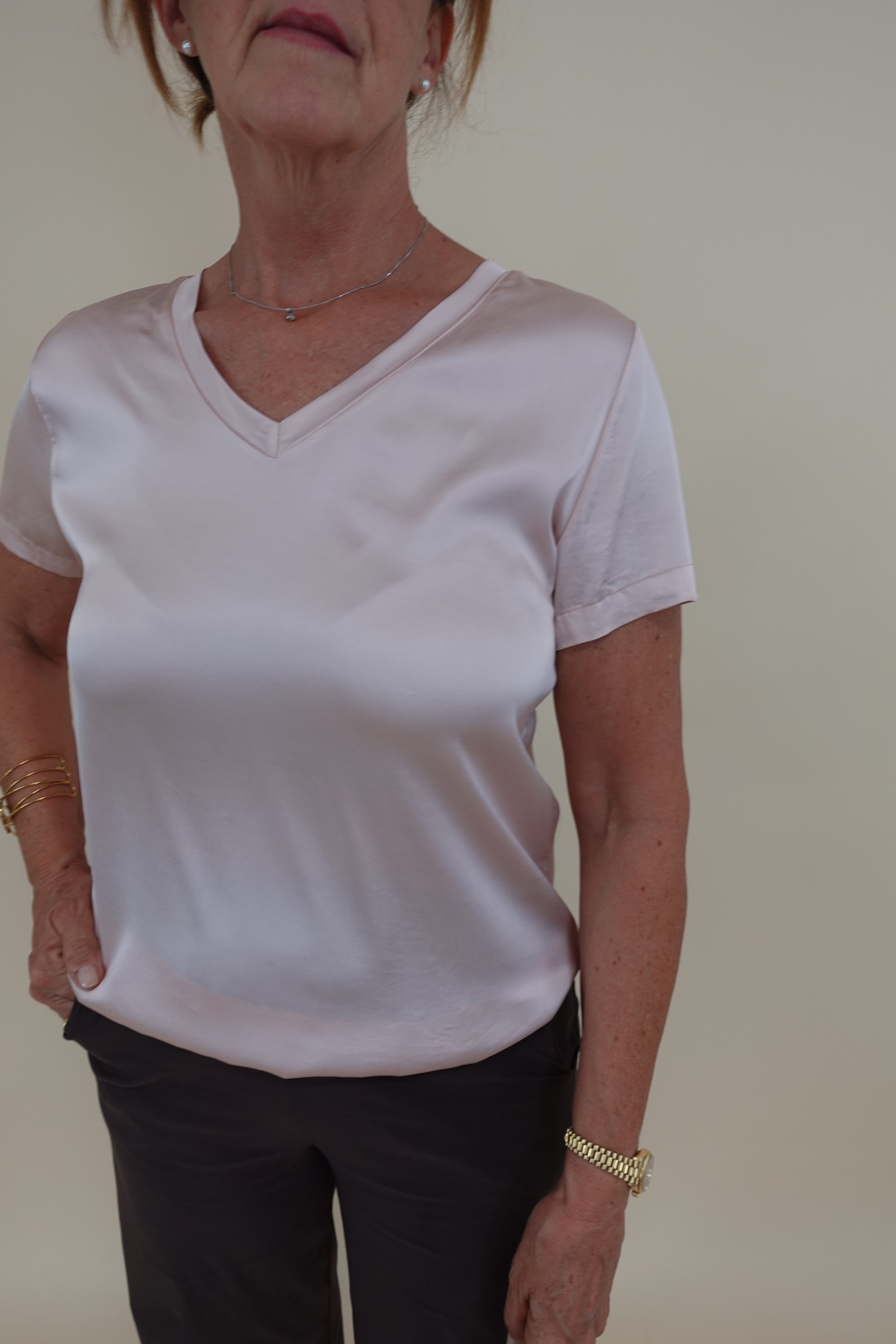Maglia Satin V Rosa