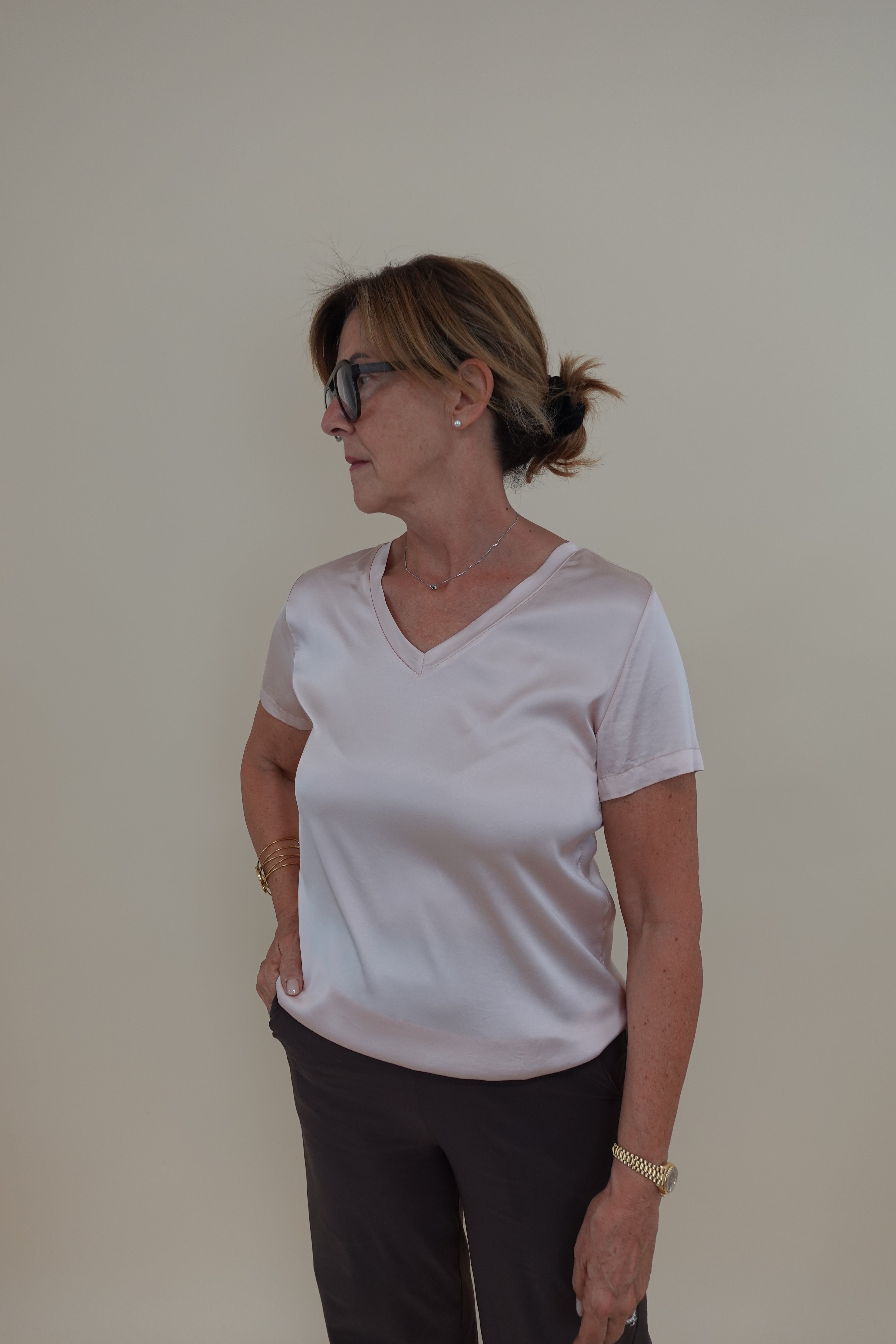 Maglia Satin V Rosa