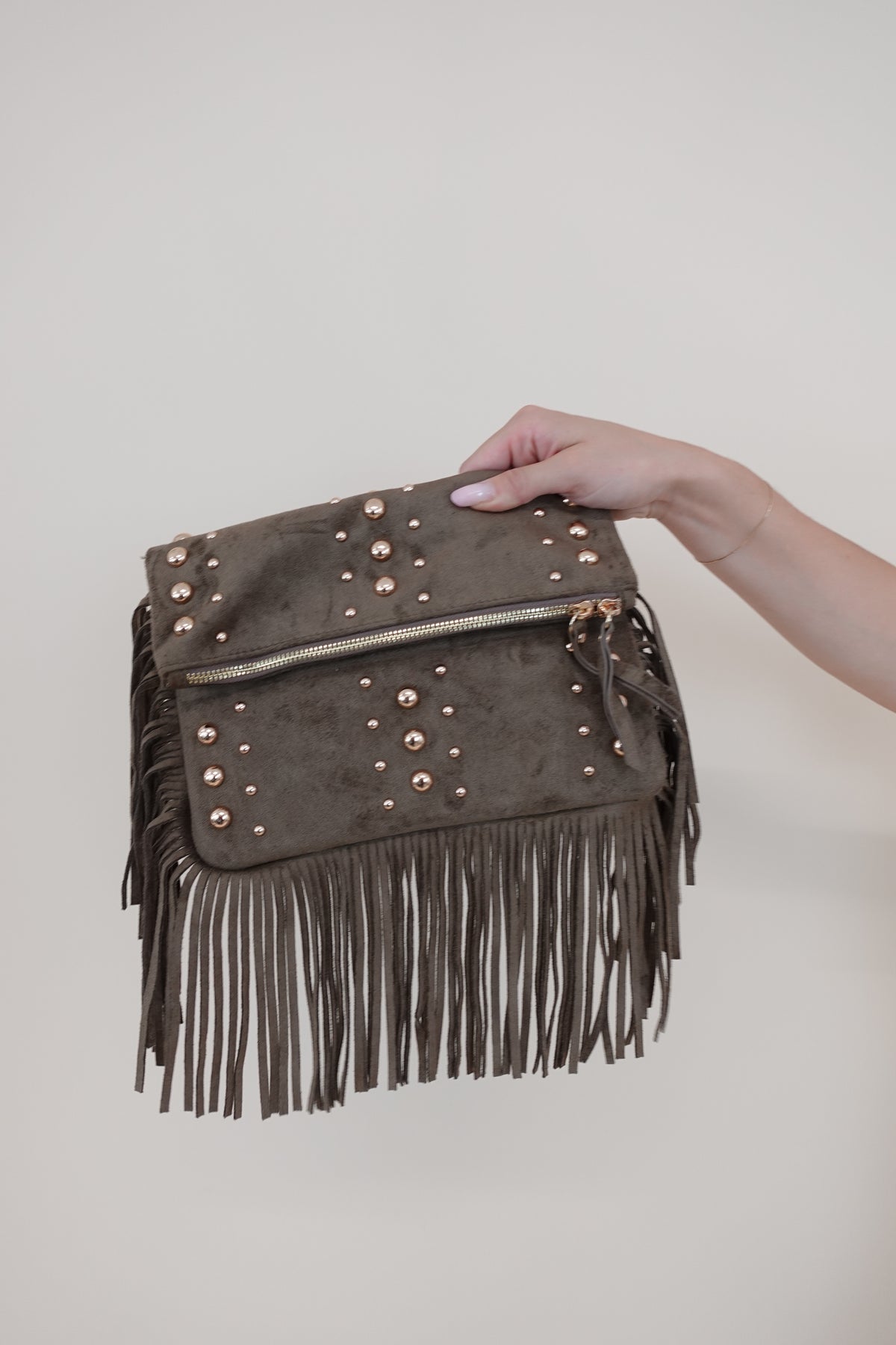 Pochette Frange Beige
