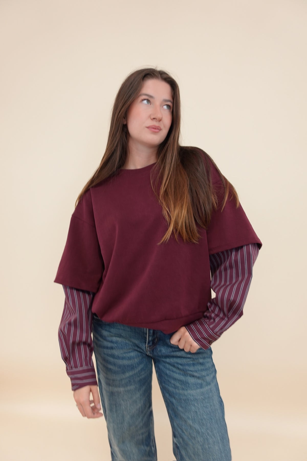 Felpa Camicia Bordeaux