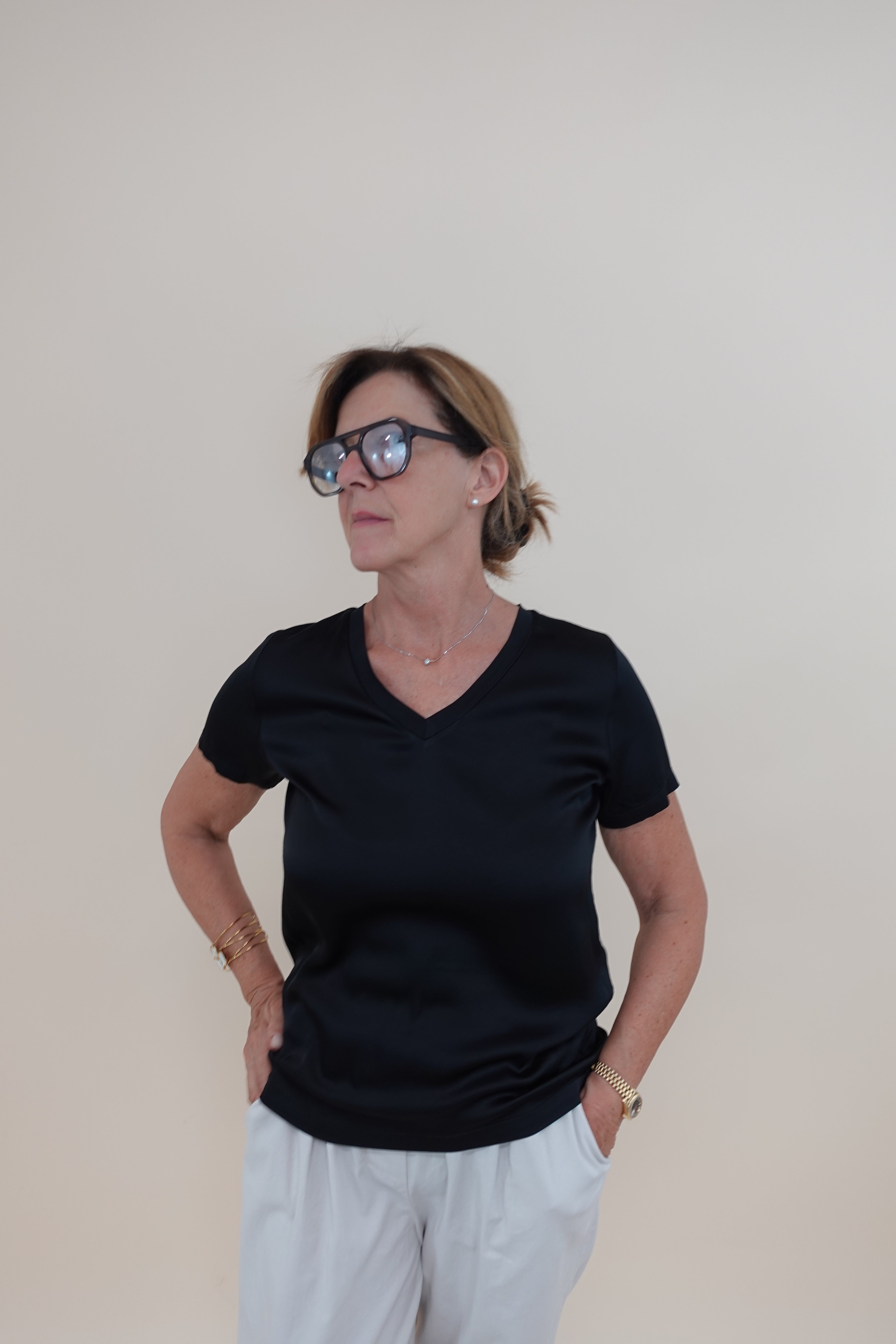 Maglia Satin V Nero