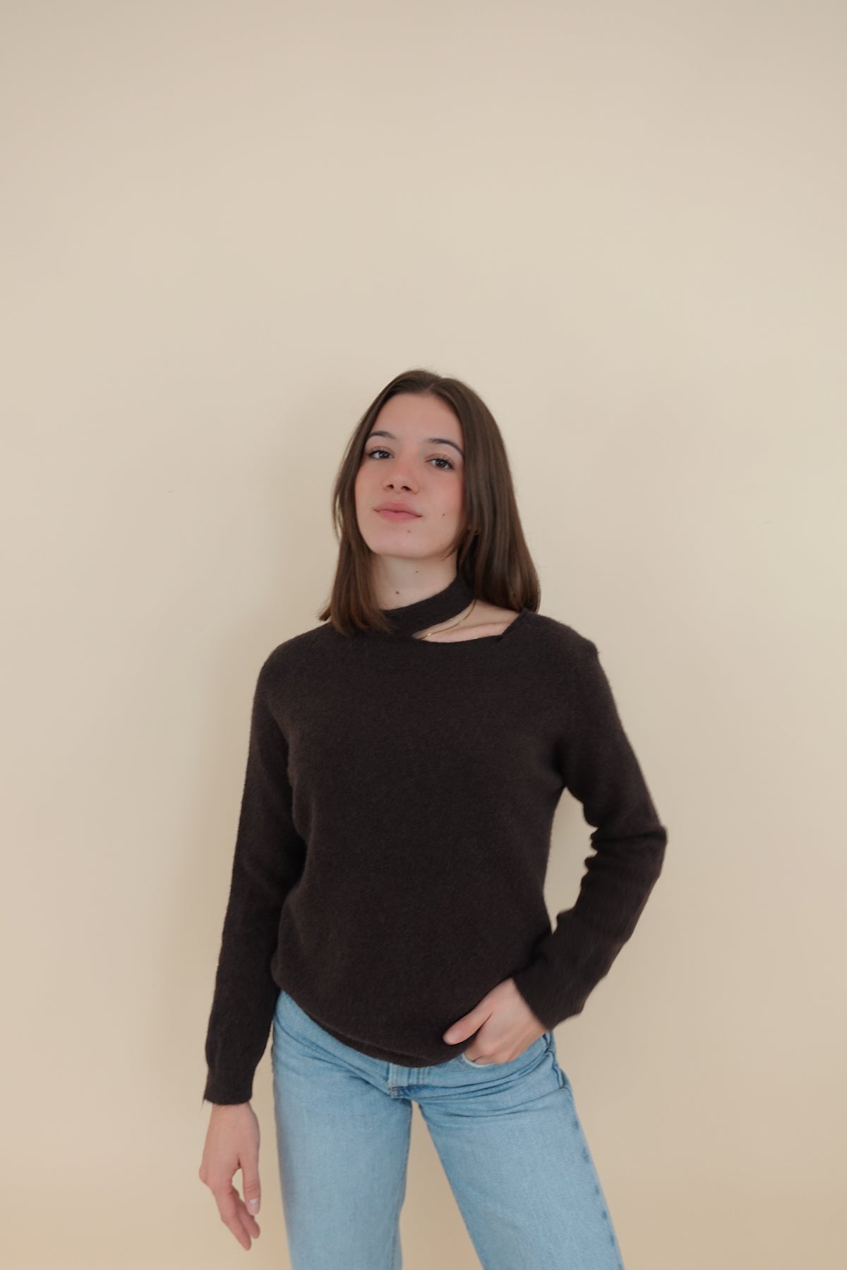 Maglione Cut Marrone Small