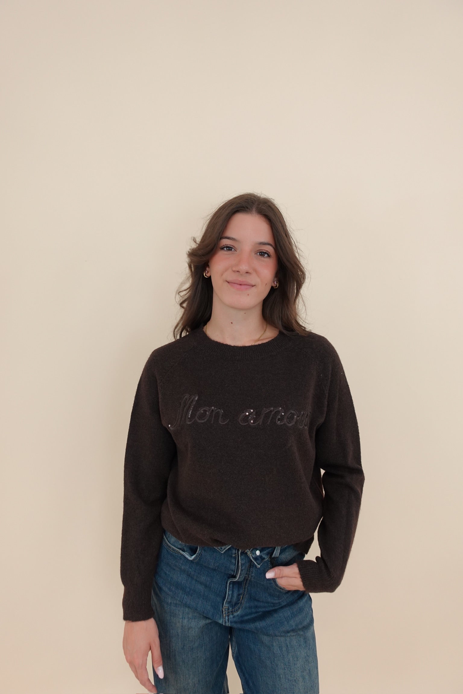 Maglione Mon Amour Marrone