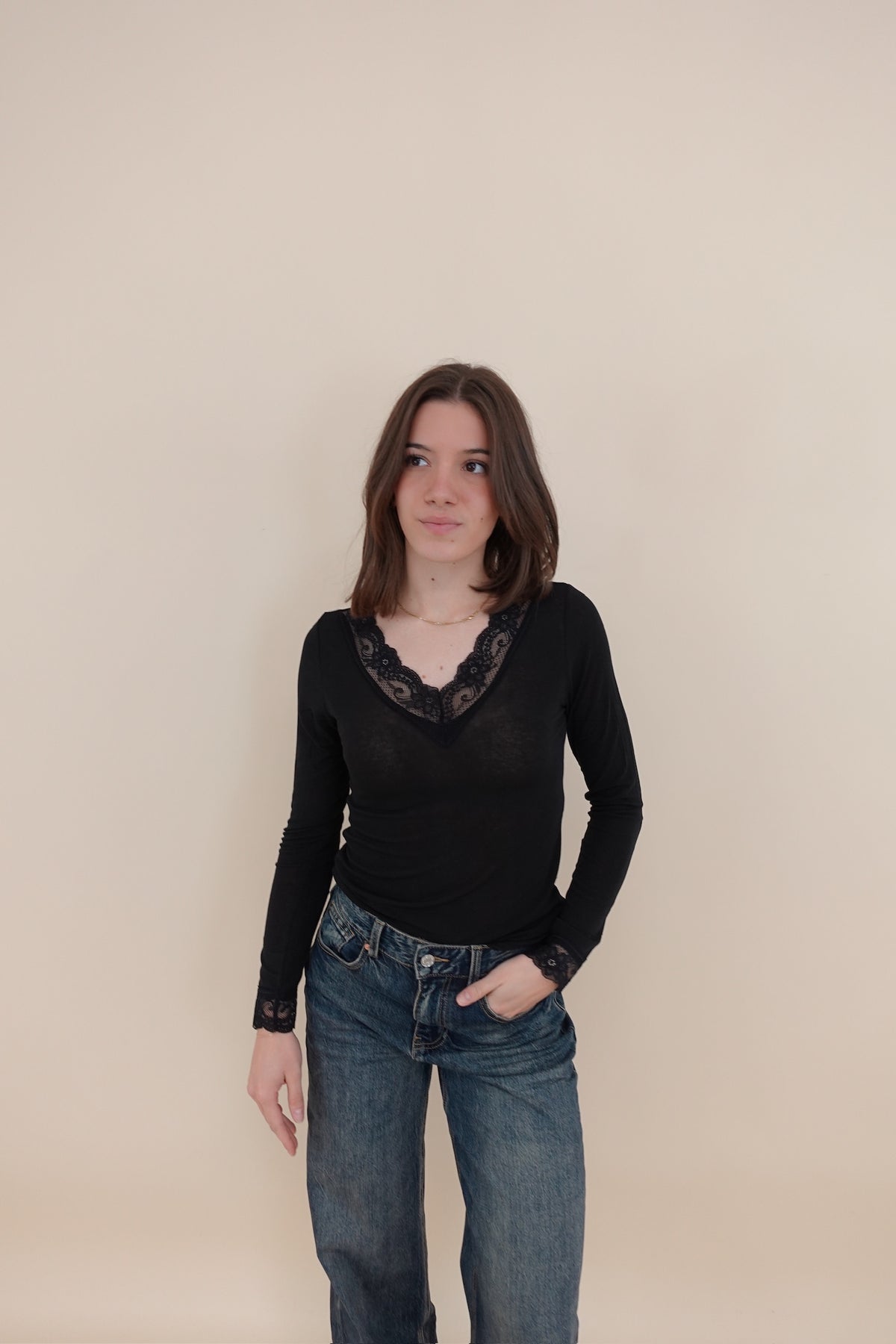 Maglia Cashmere Blend Pizzo Nero
