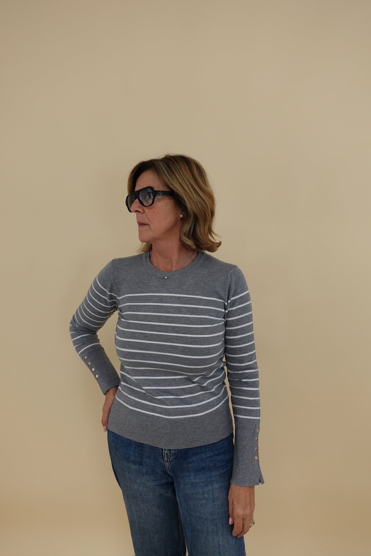 Maglioncino Righette Grigio