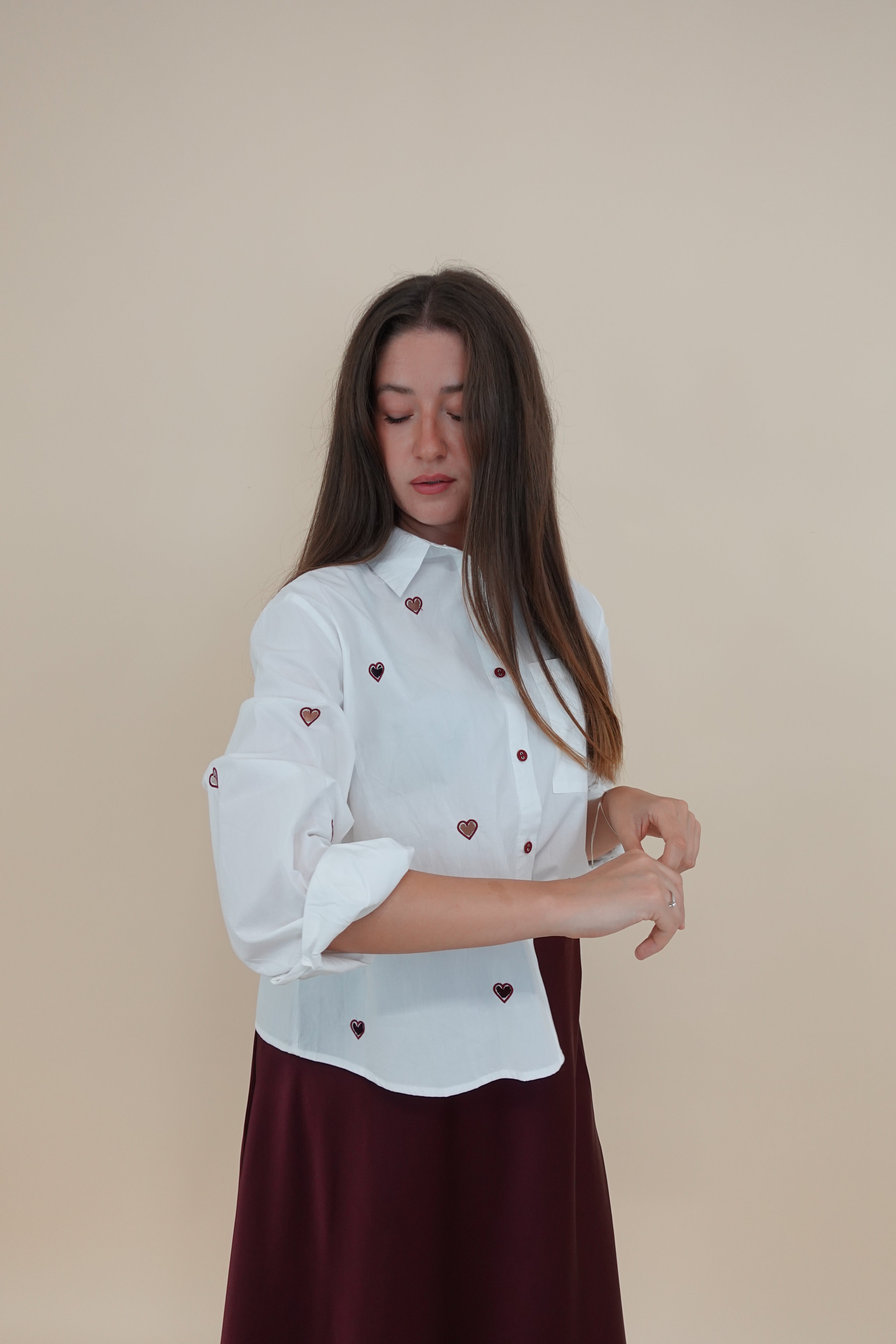 Camicia Heart Bordeaux
