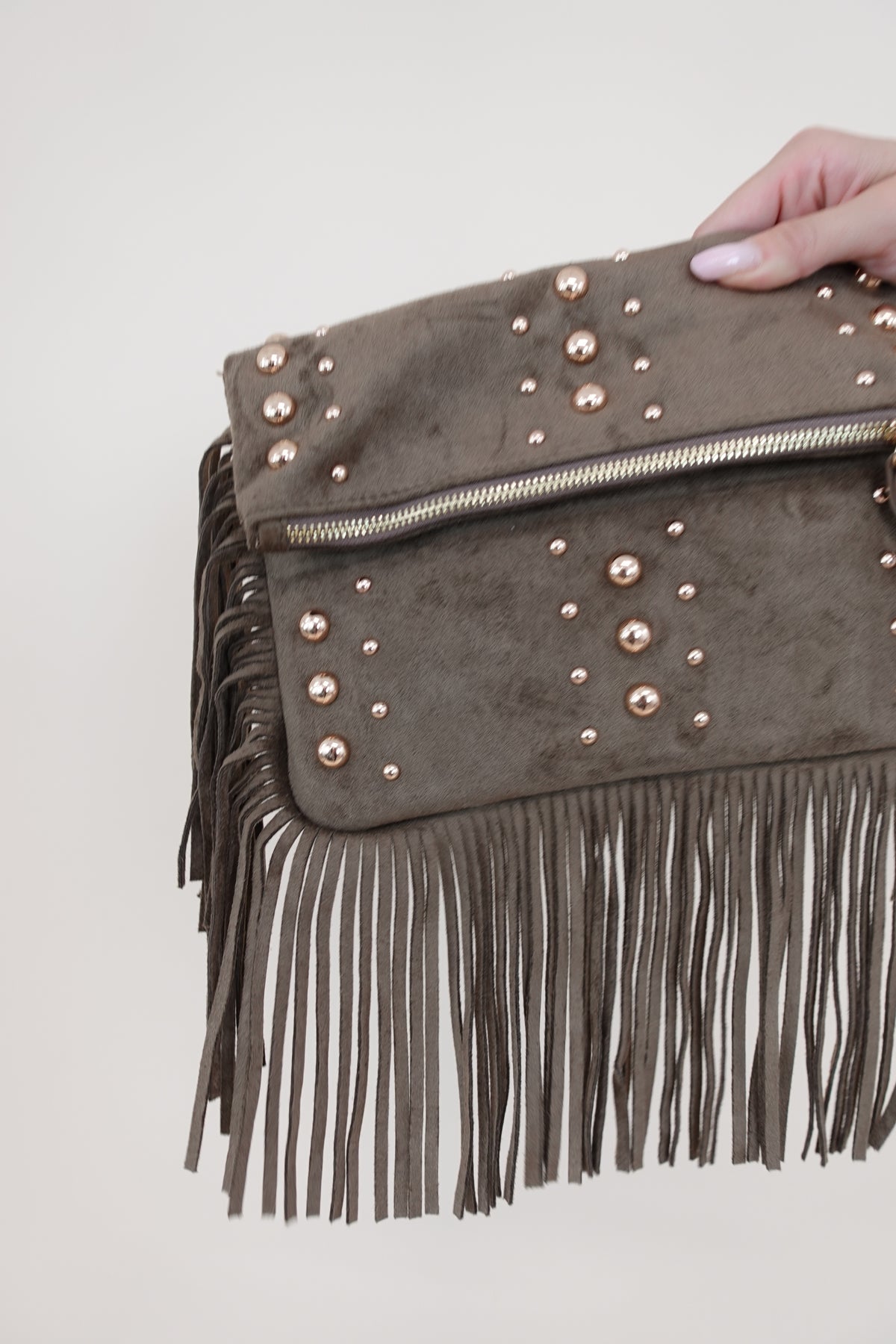 Pochette Frange Beige