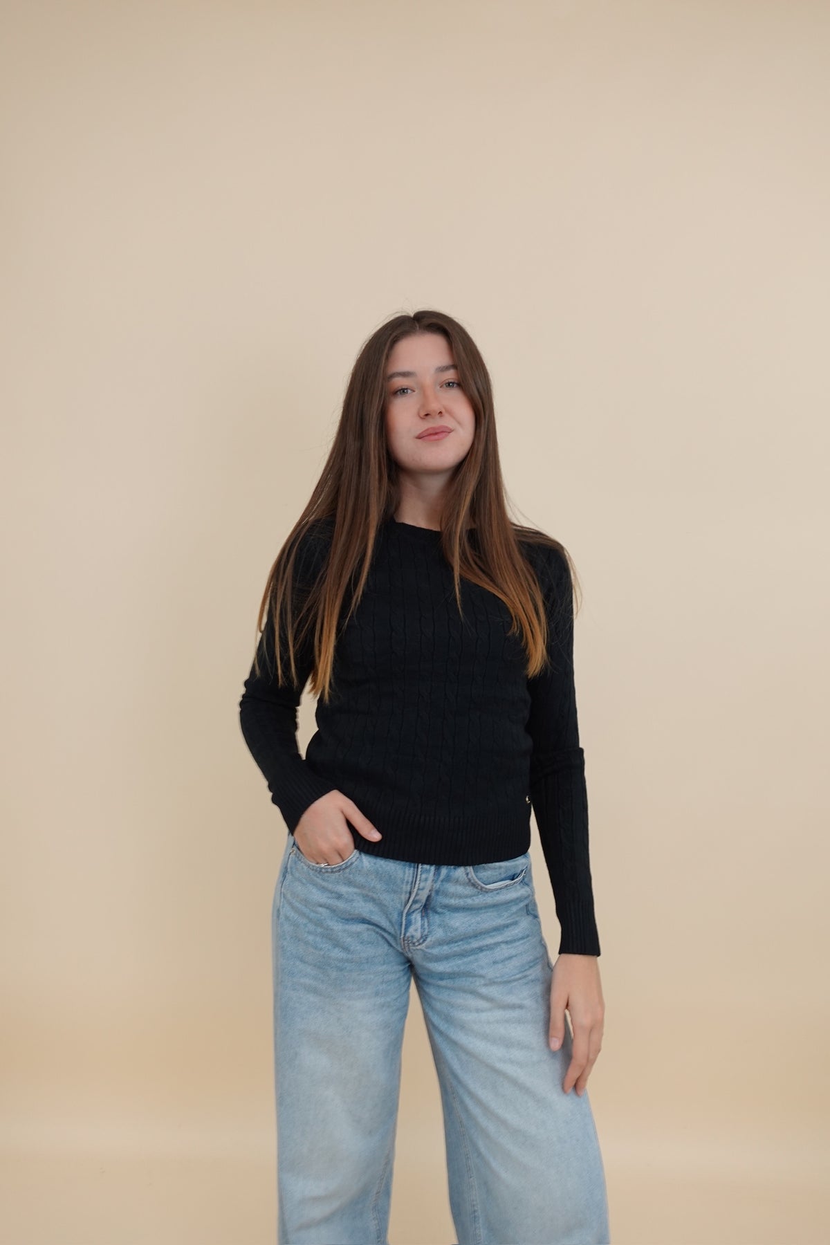 Maglioncino Treccina Nero