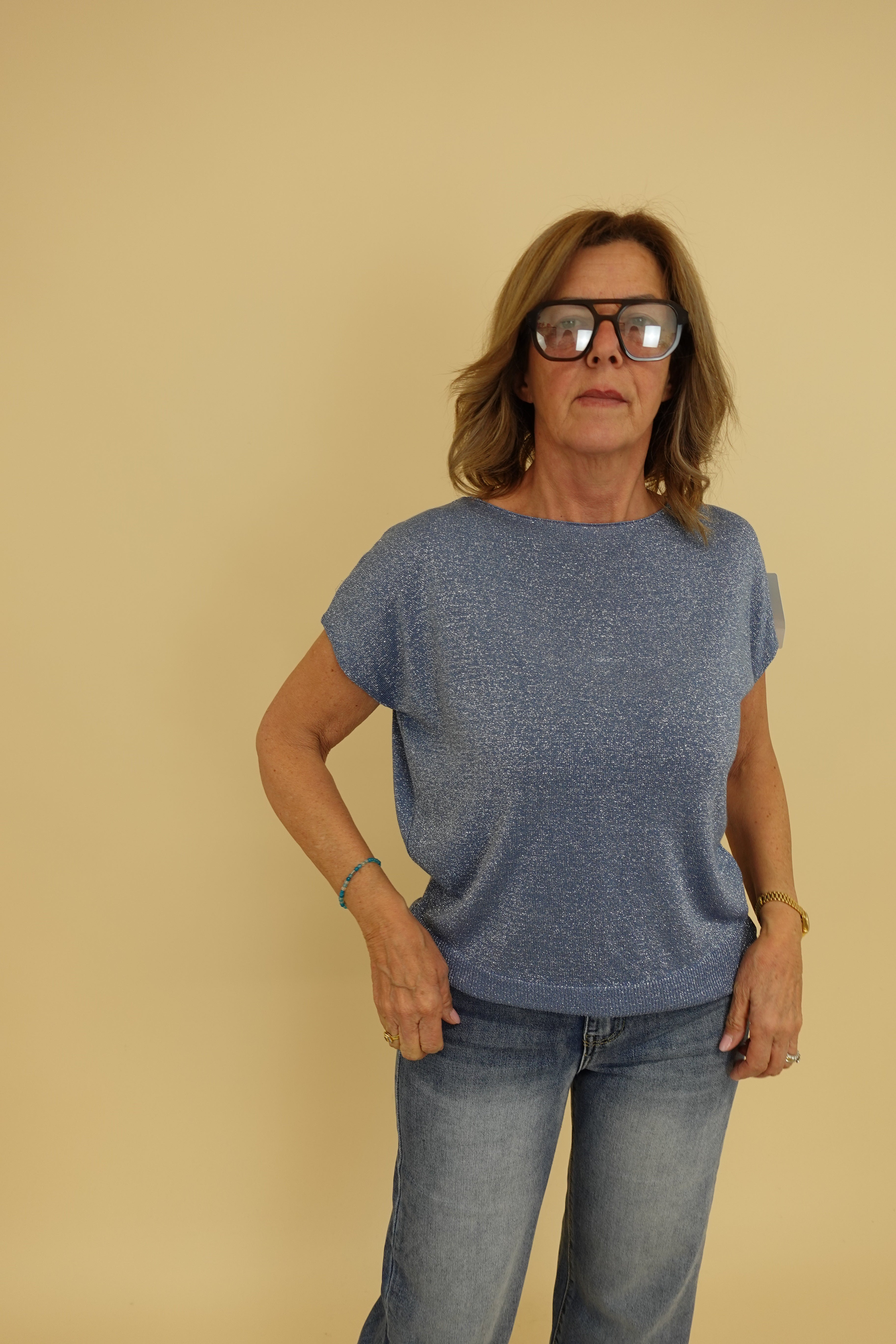 Maglia Lurex Blu Jeans