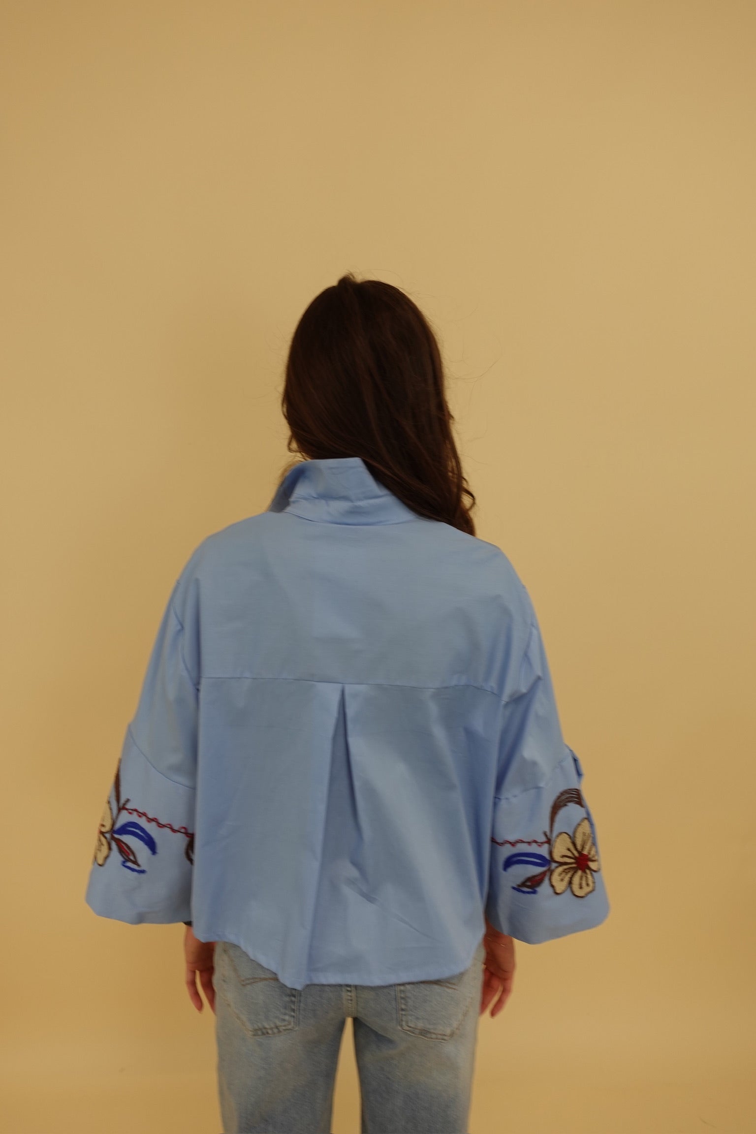 Camicia Ricamo Azzurra