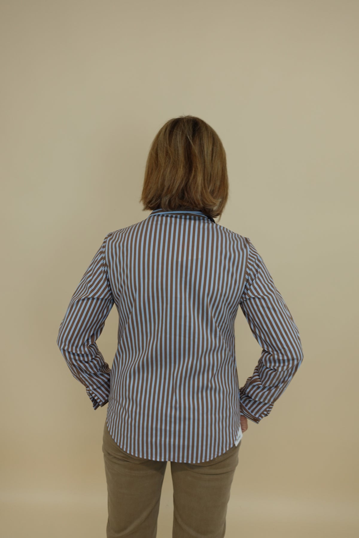 Camicia righe fine Beige