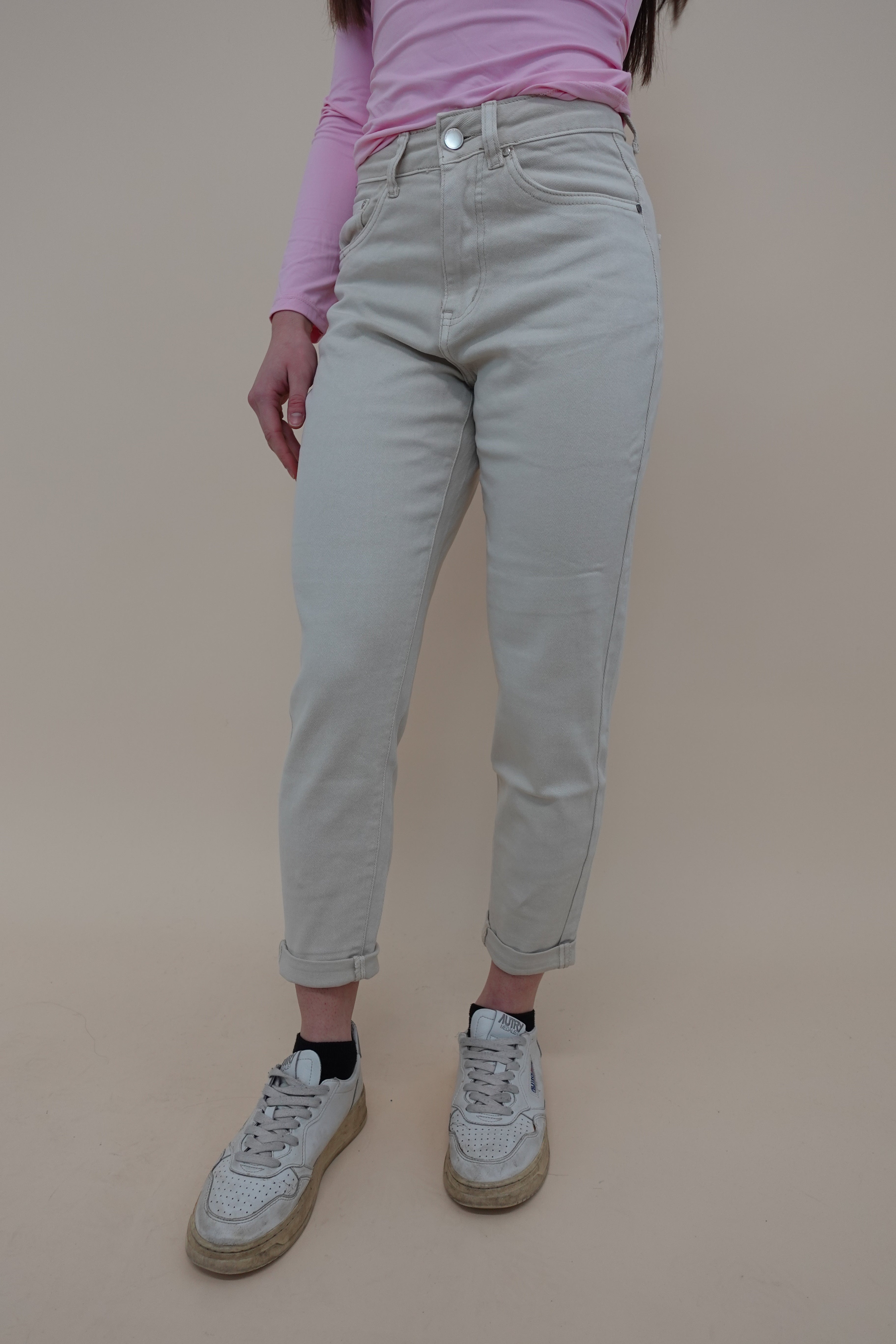 Jeans Momfit Beige