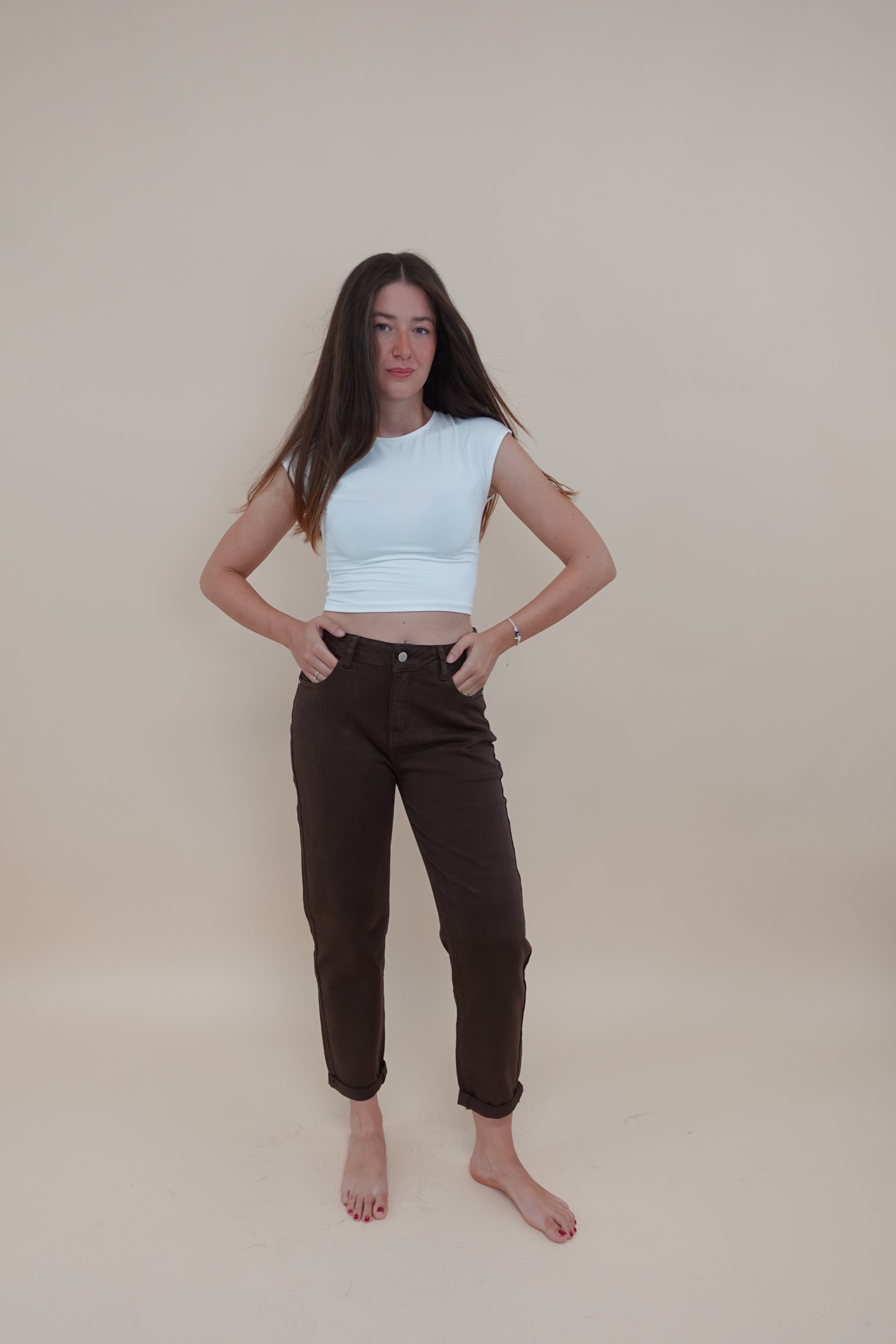 Jeans Momfit Marrone