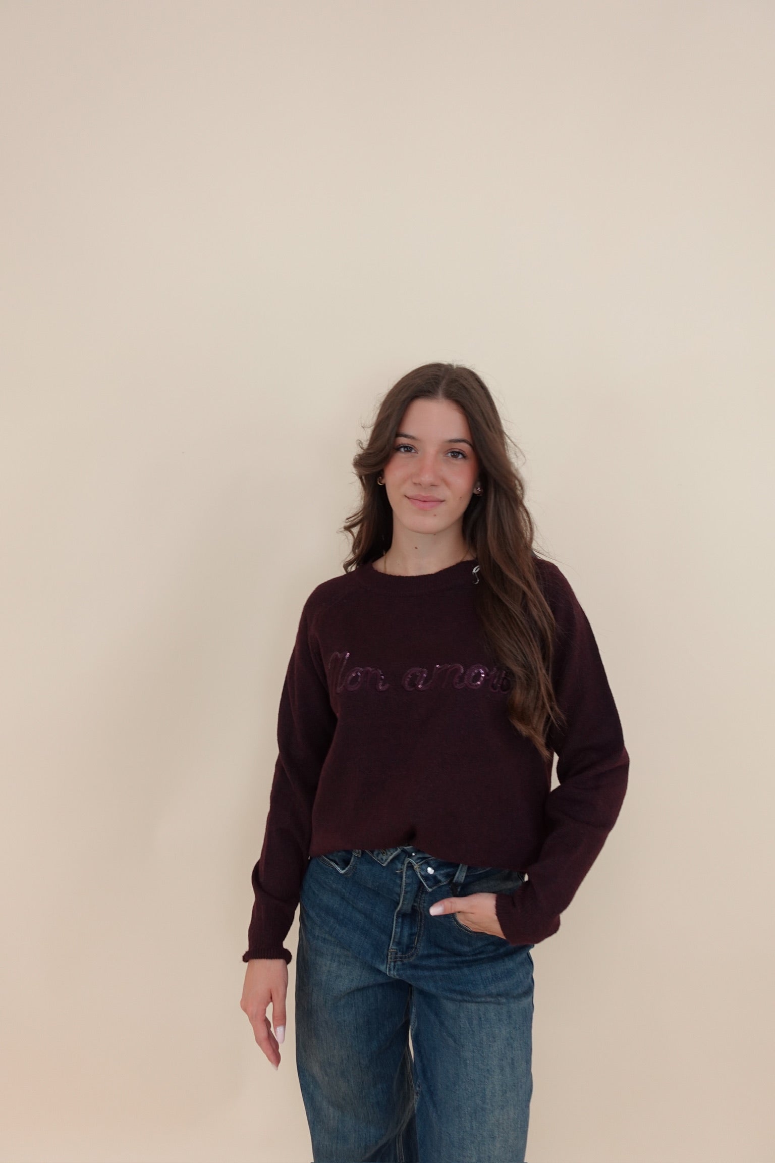 Maglione Mon Amour Bordeaux