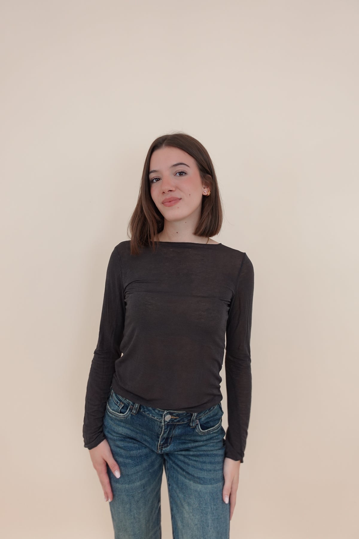 Maglia Misto Cashmere Marrone