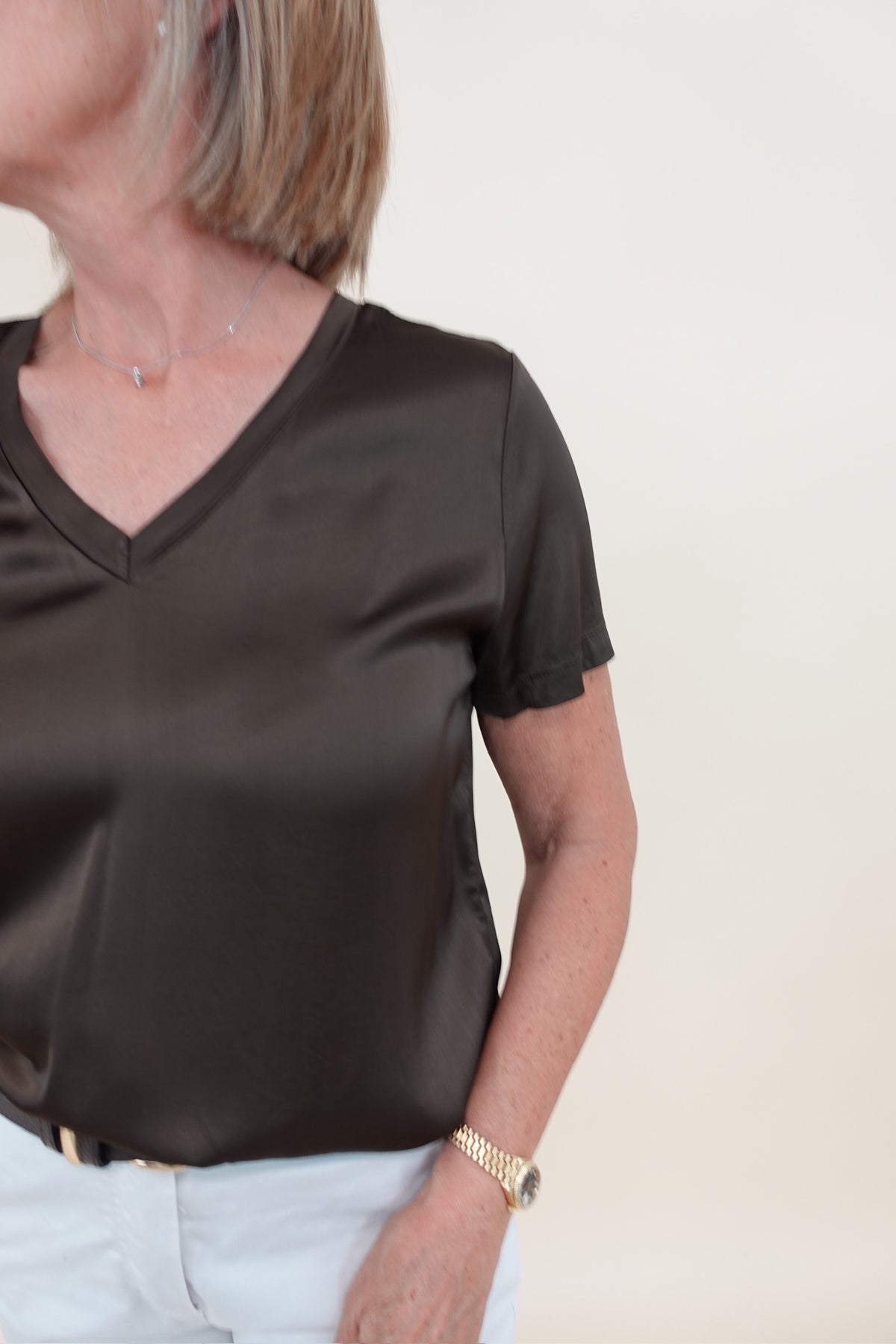 Maglia Satin V Marrone