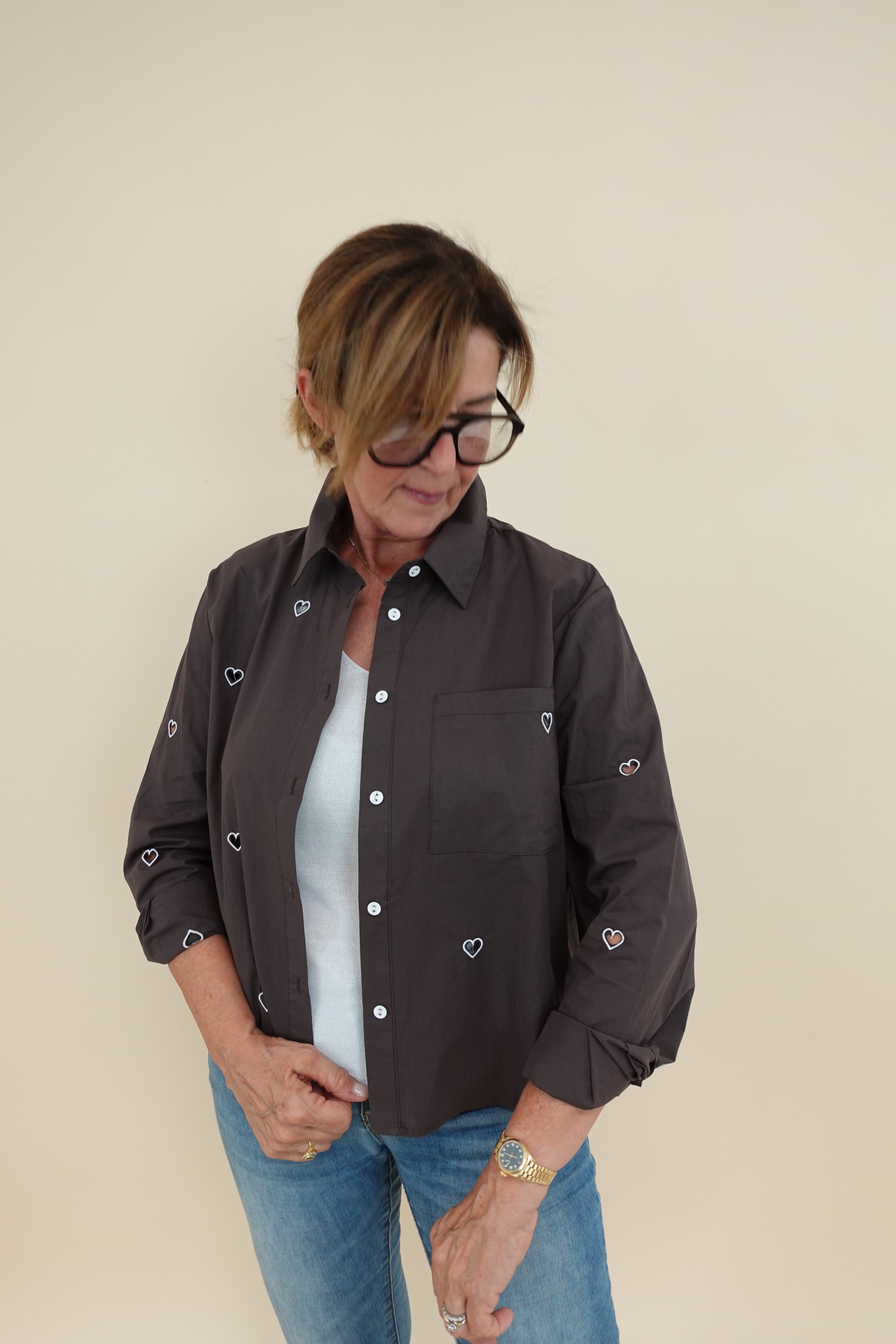 Camicia Heart marrone