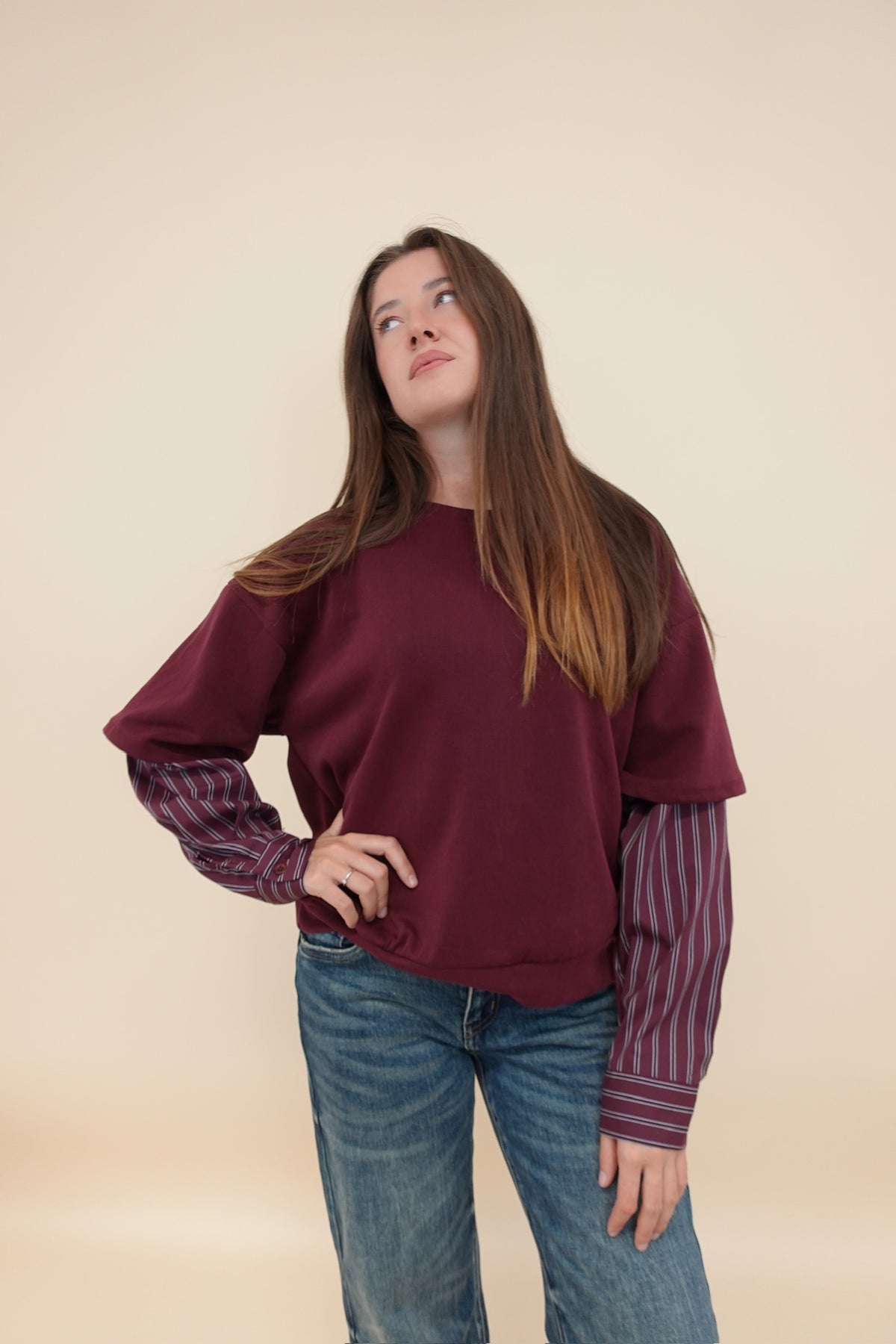 Felpa Camicia Bordeaux