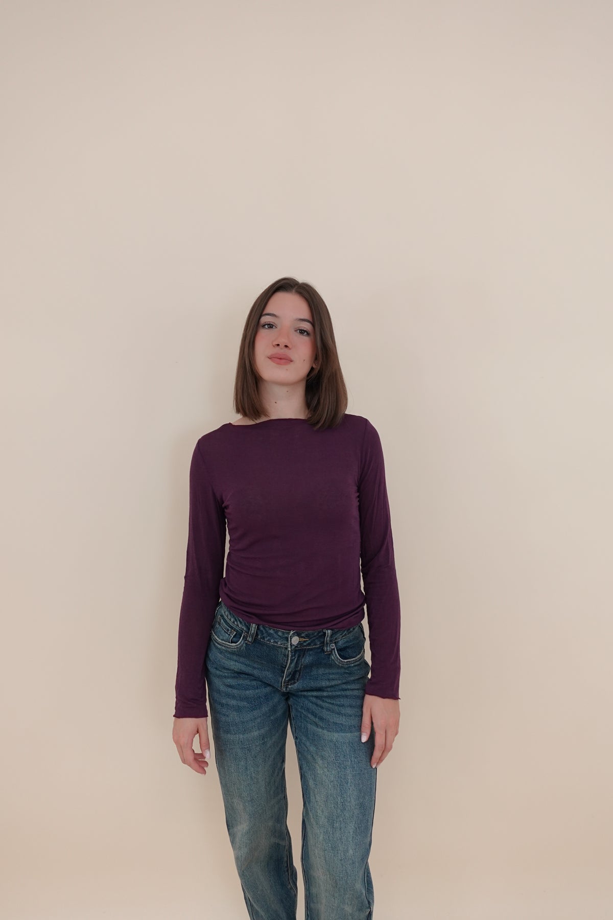 Maglia Misto Cashmere Bordeaux