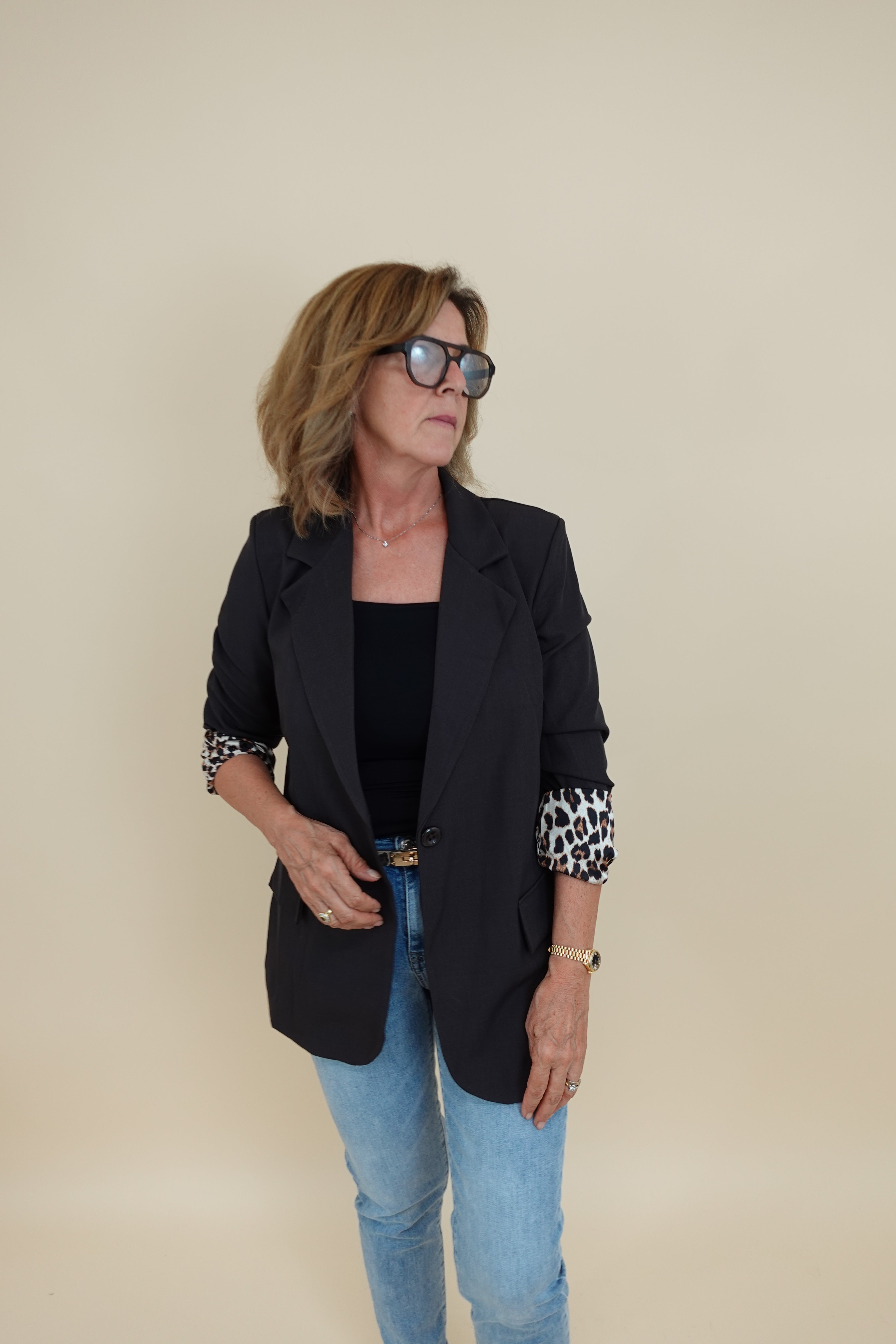 Giacca Leopard over brown