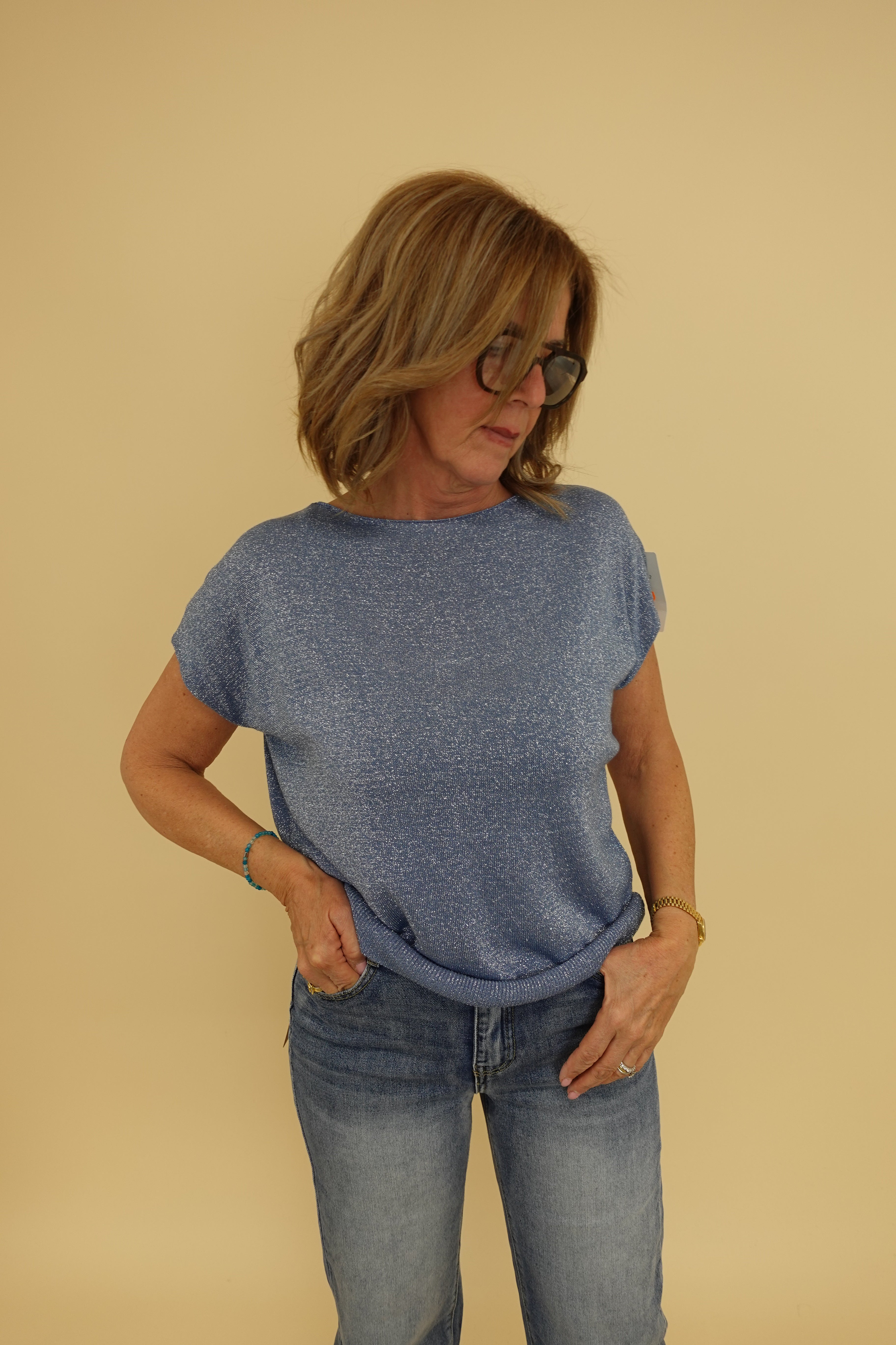 Maglia Lurex Blu Jeans