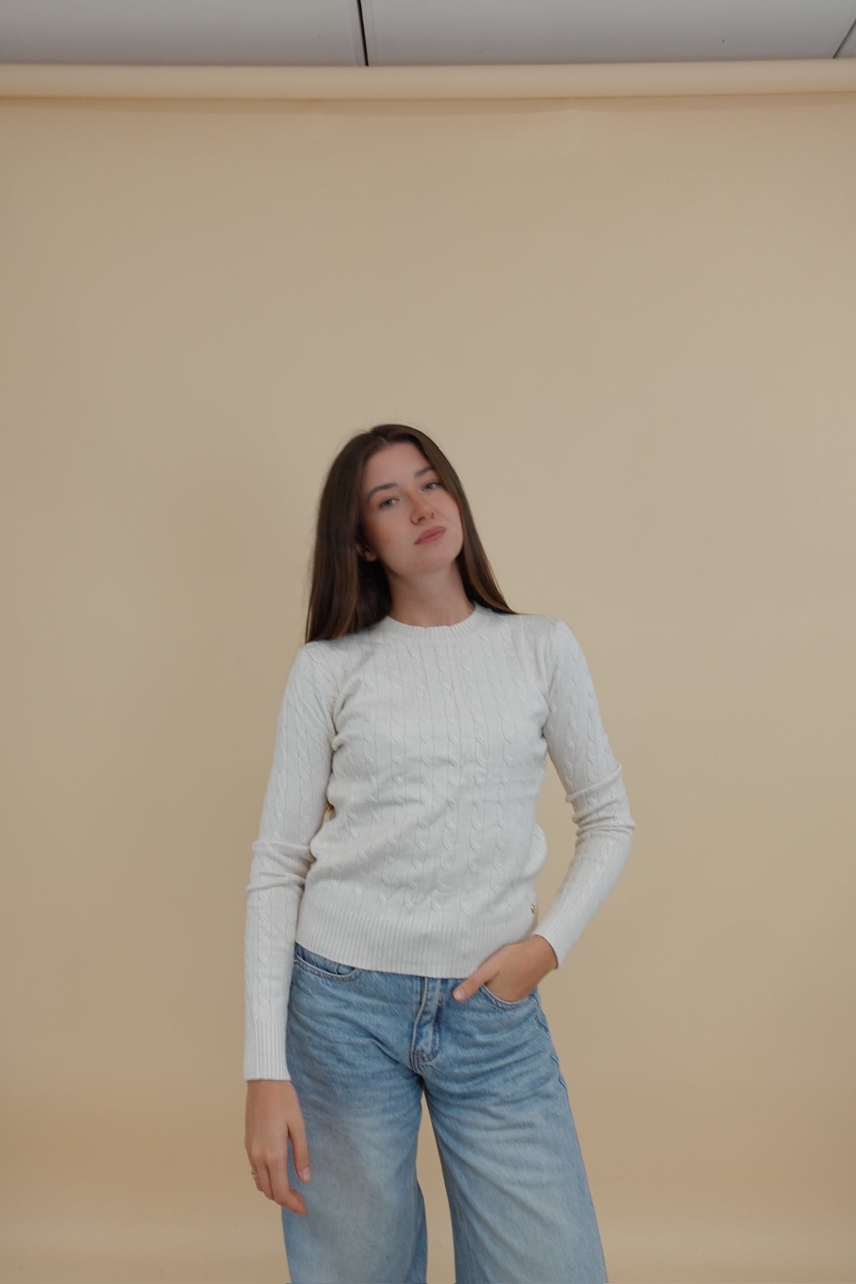 Maglioncino Treccina Bianco
