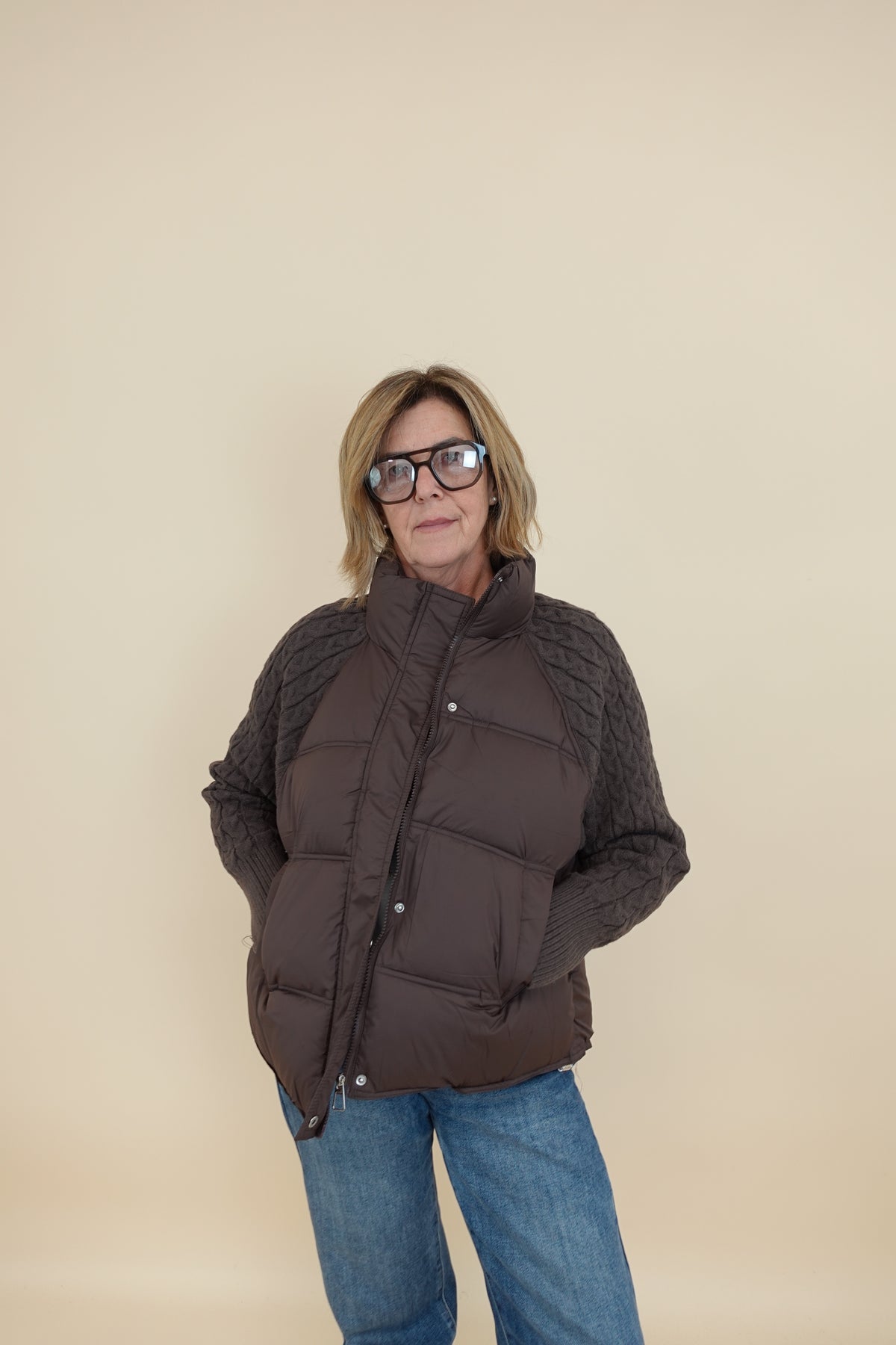 Piumino Treccia Marrone