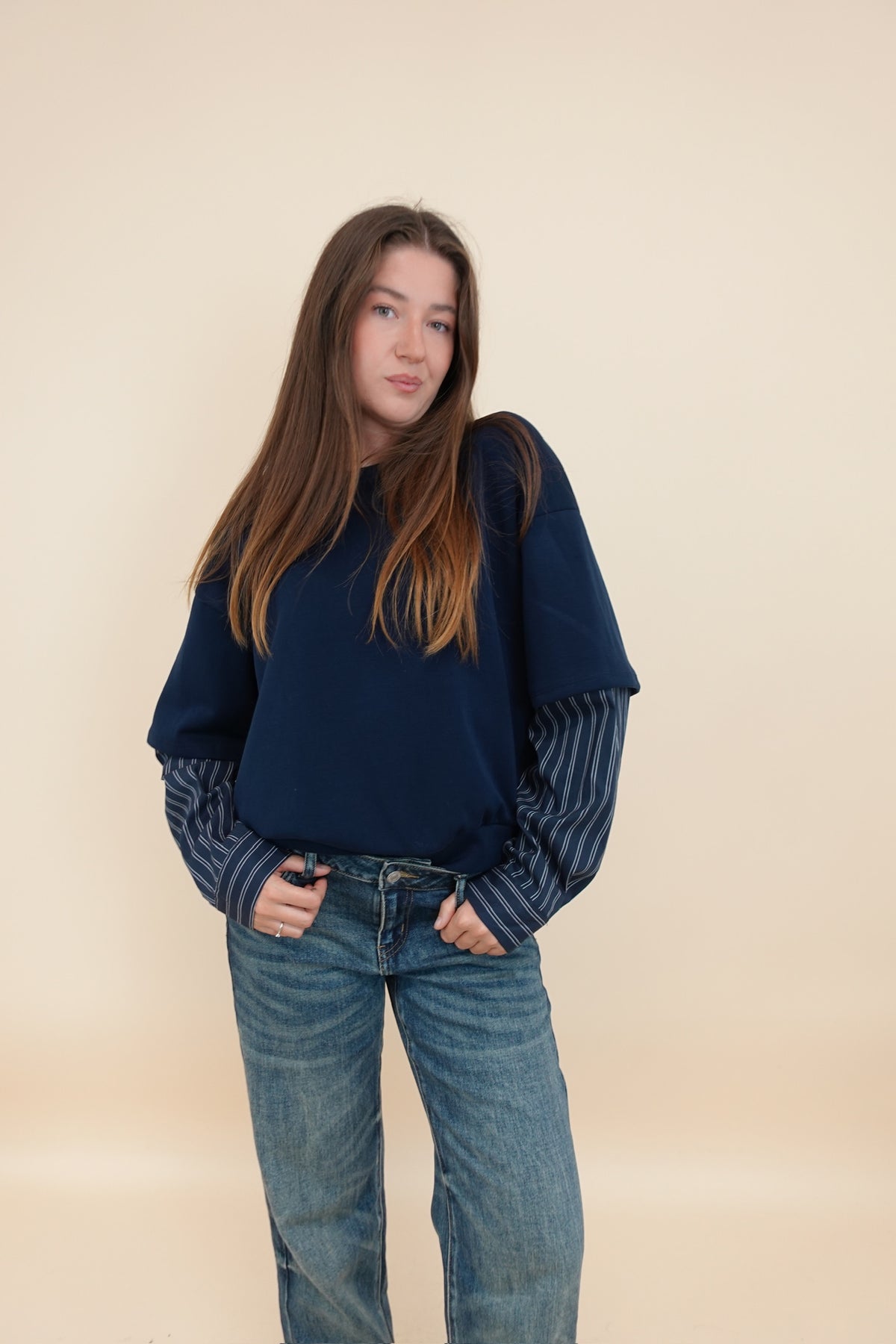 Felpa Camicia Blu