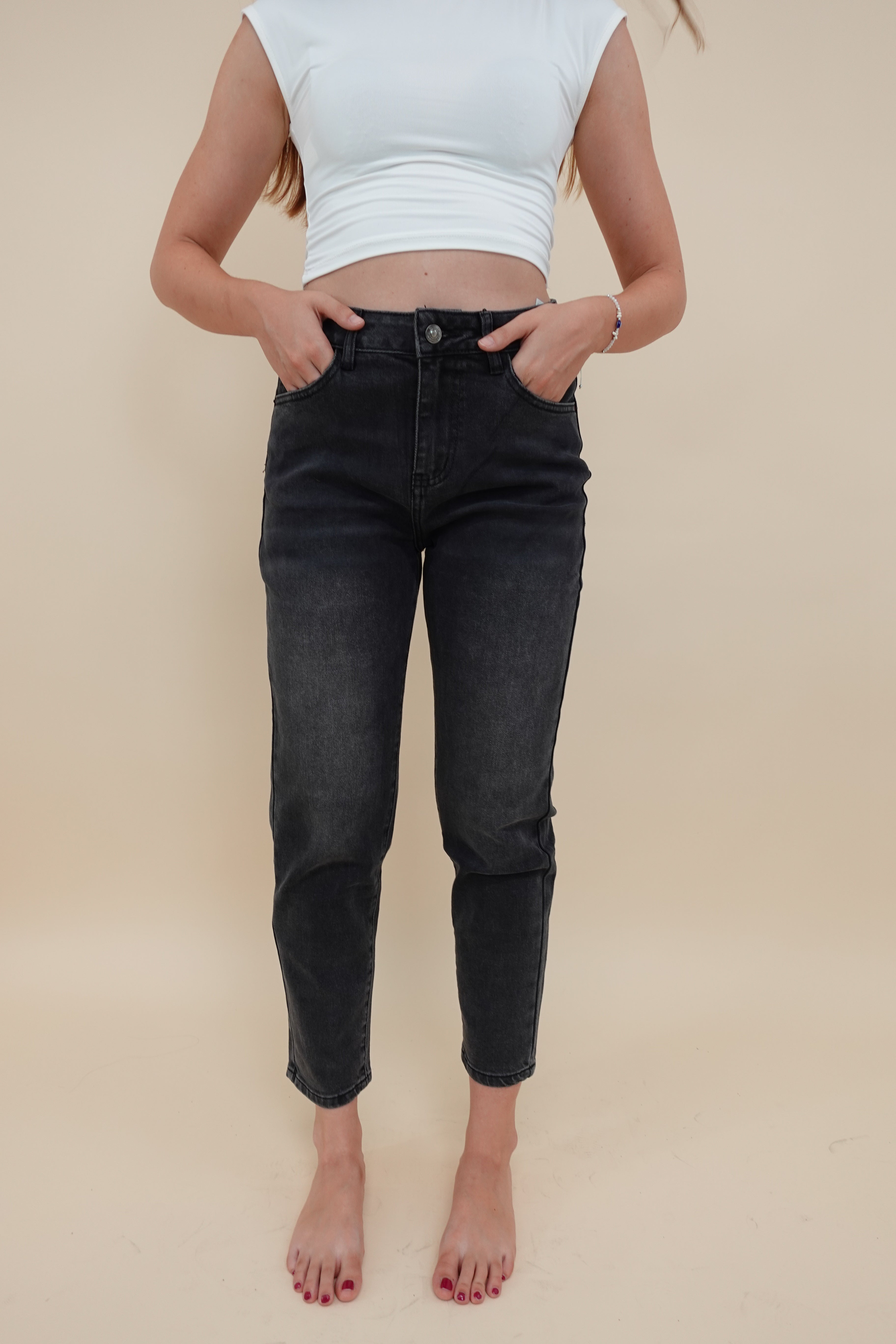 Jeans Momfit Grigio