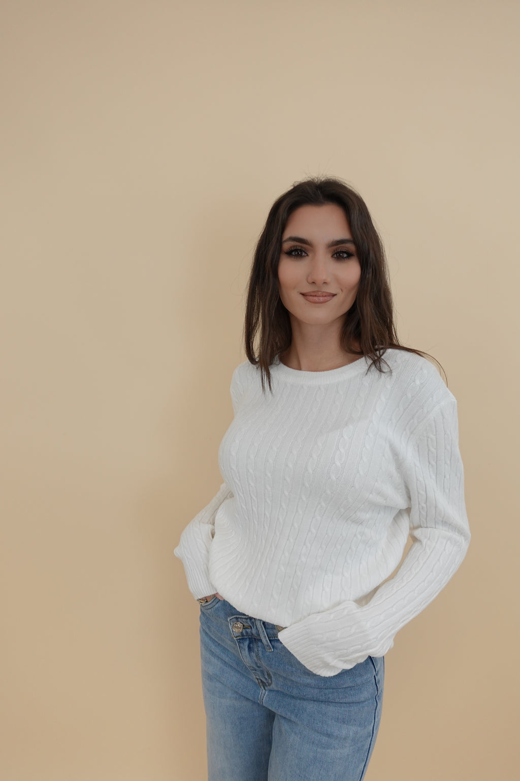 Maglioncino Treccina New Bianco