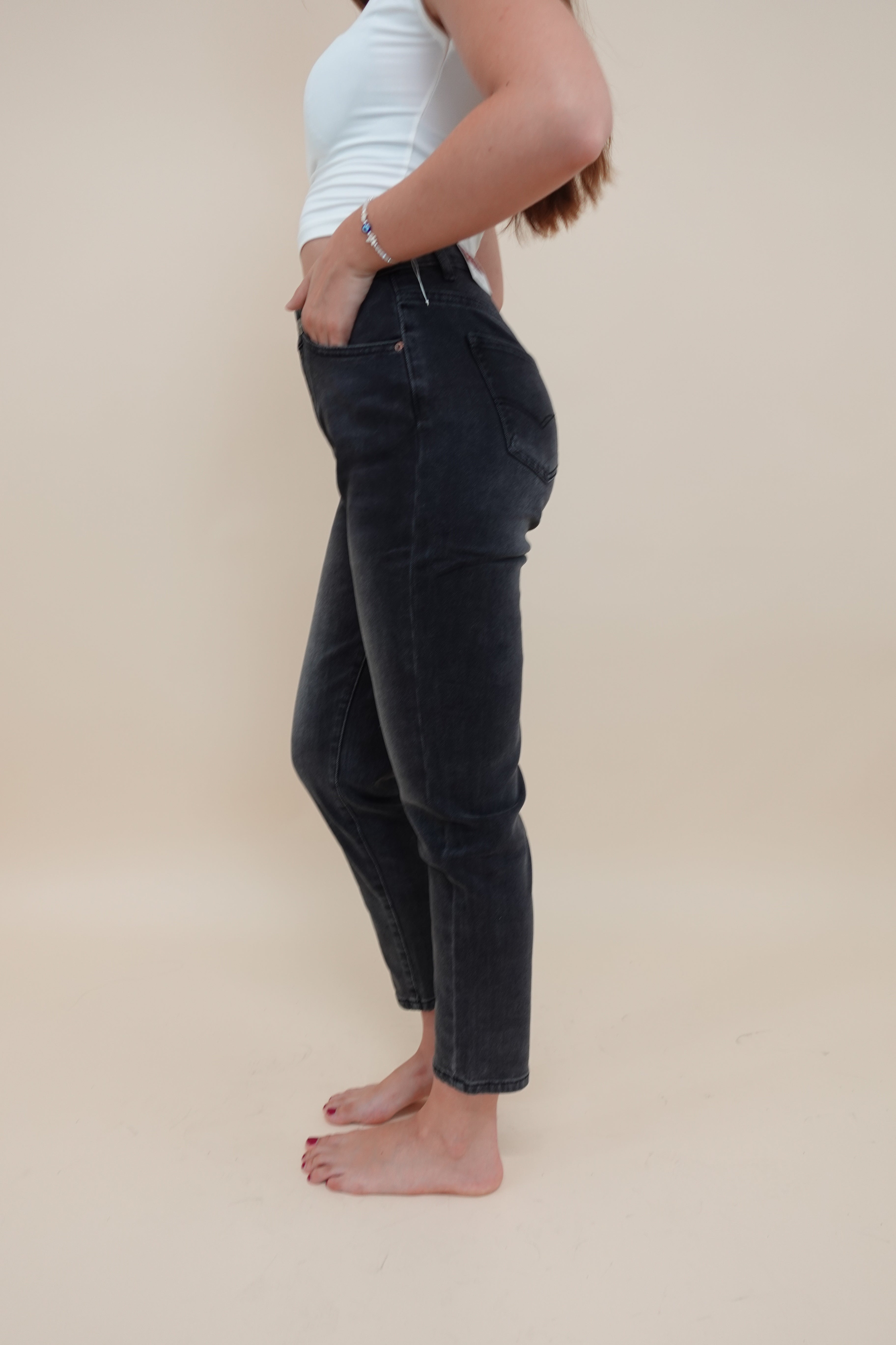 Jeans Momfit Grigio