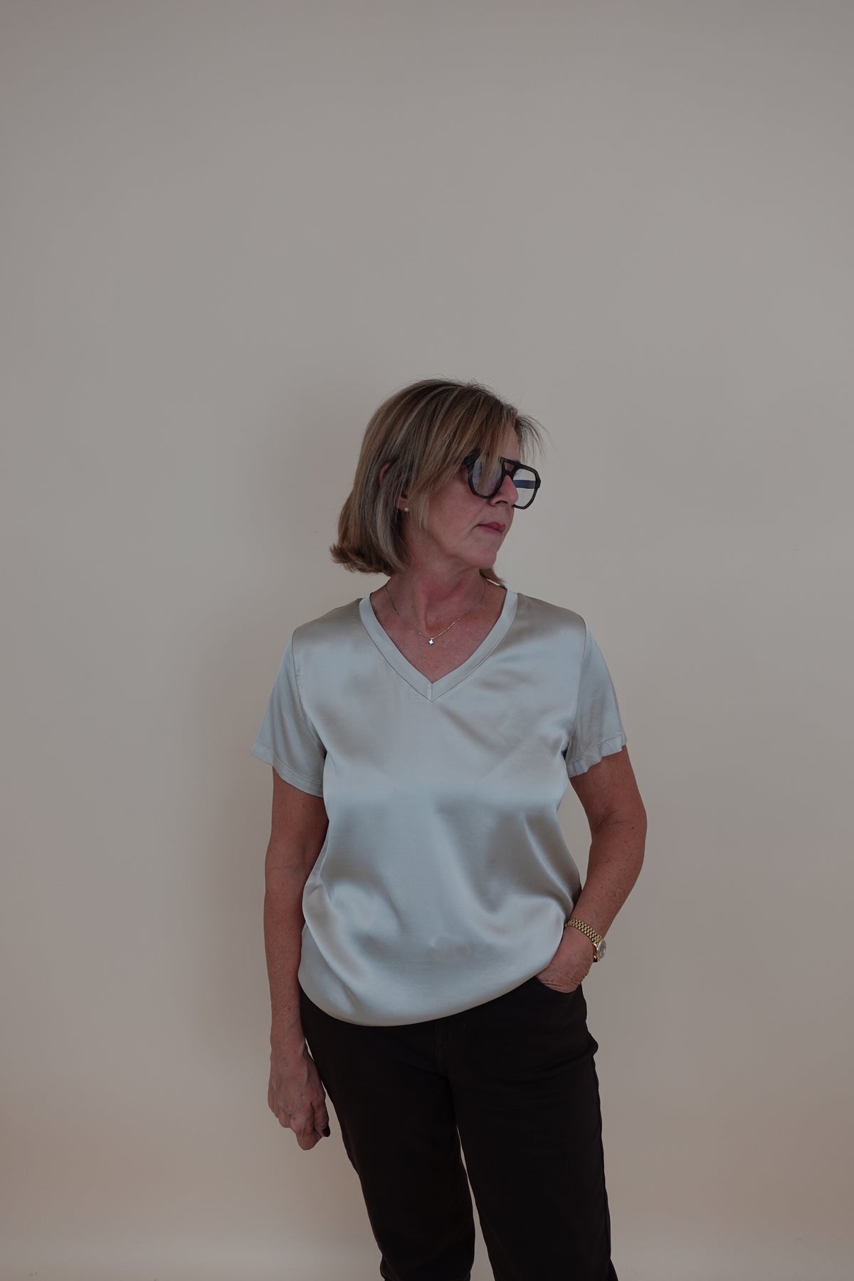 Maglia Satin V Beige