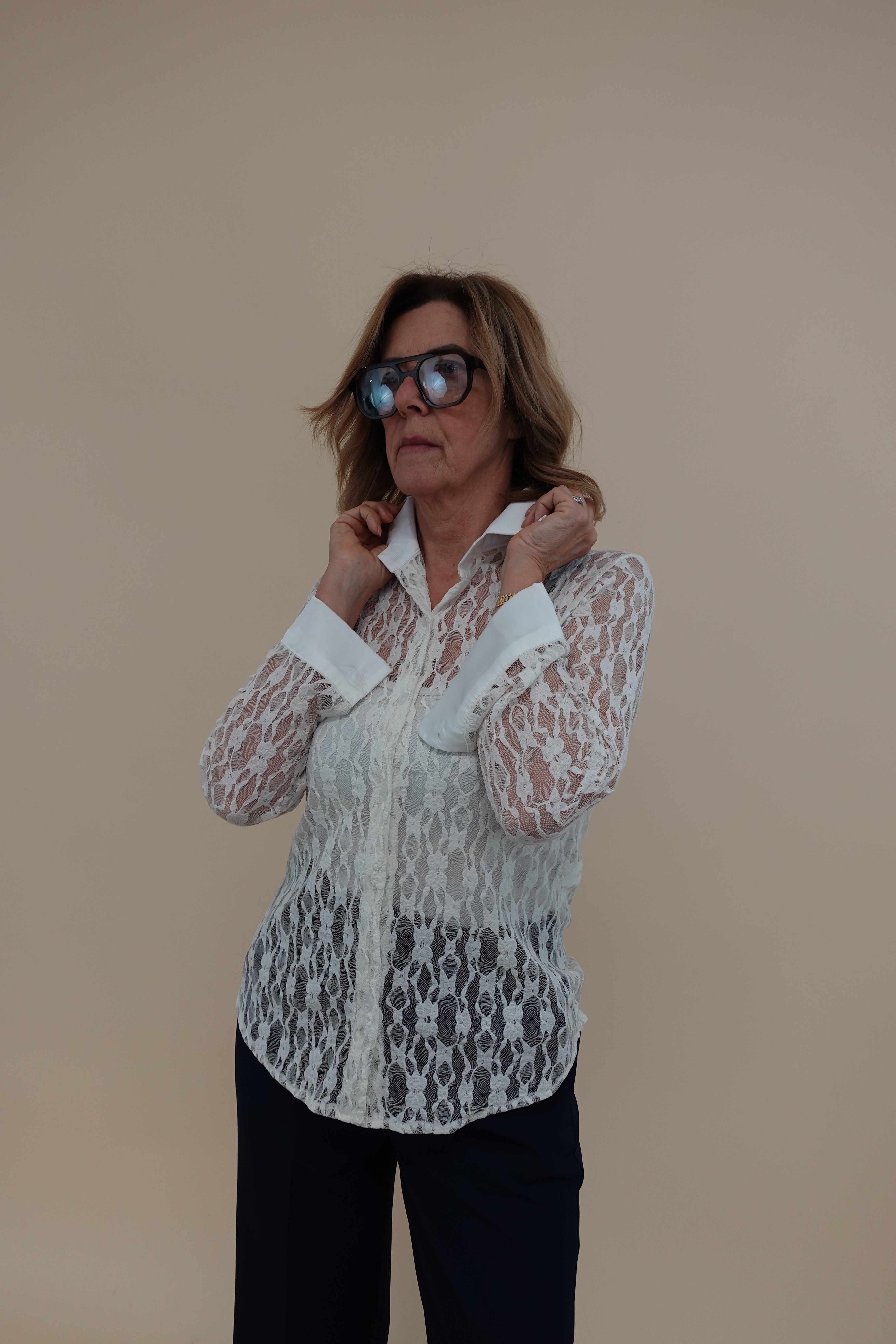 Camicia in pizzo bianco