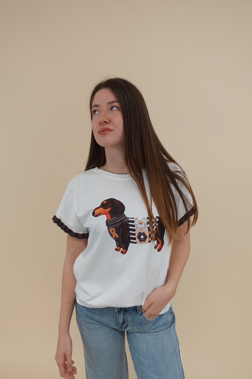 T-shirt Dog Marrone