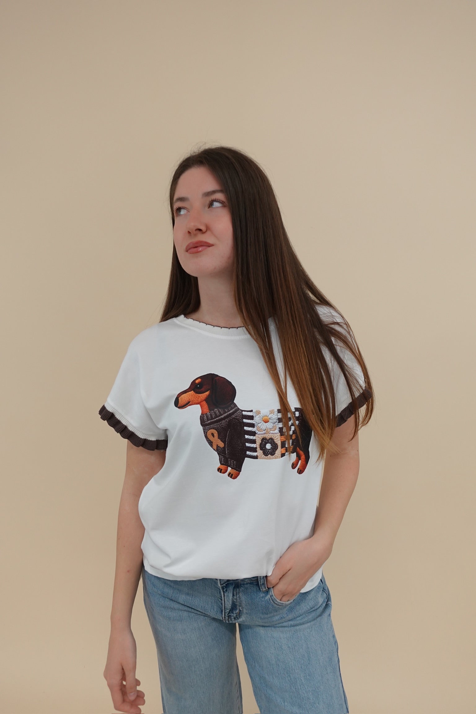 T-shirt Dog Marrone