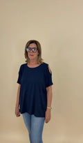 Maglia Over Borchie Blu
