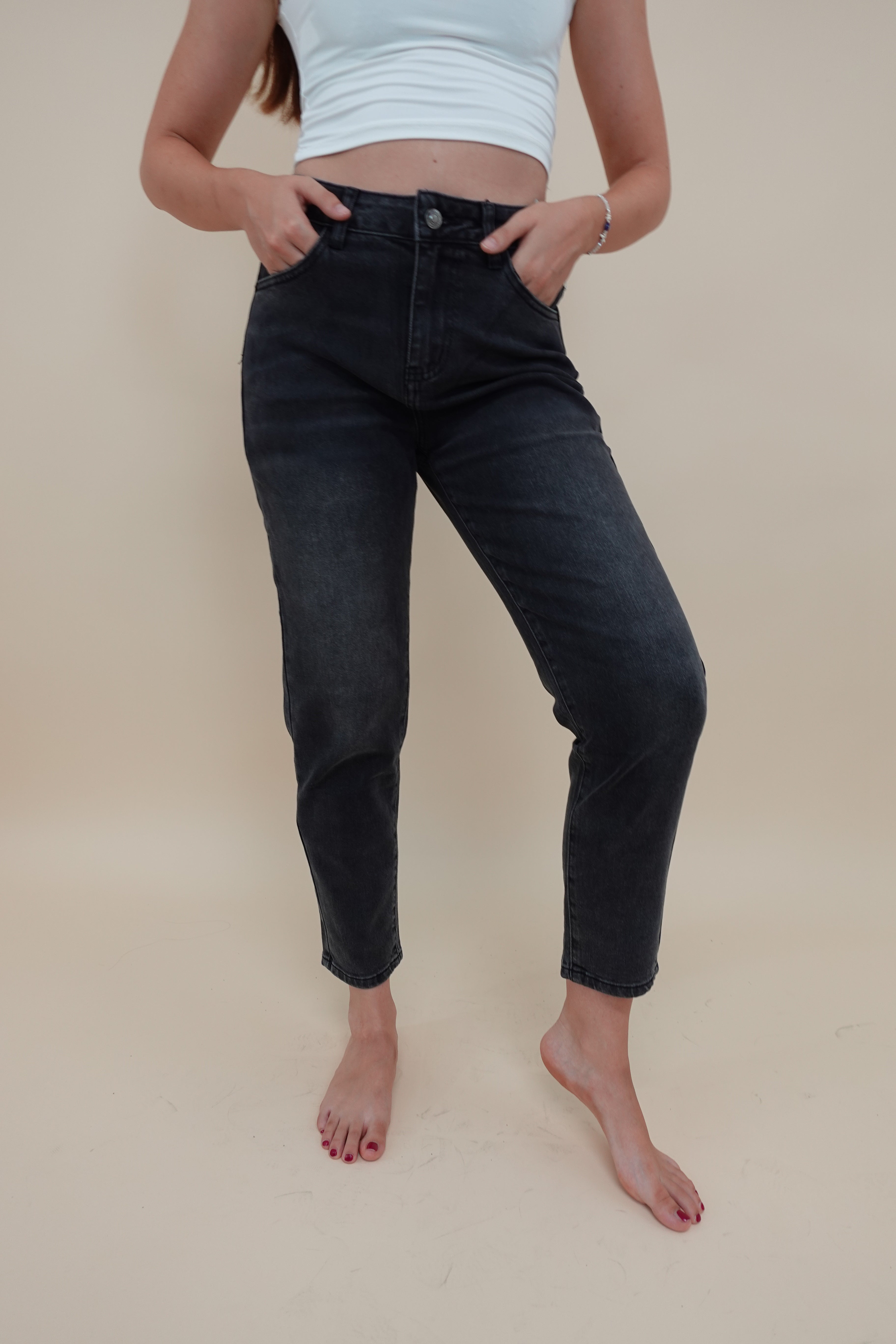 Jeans Momfit Grigio