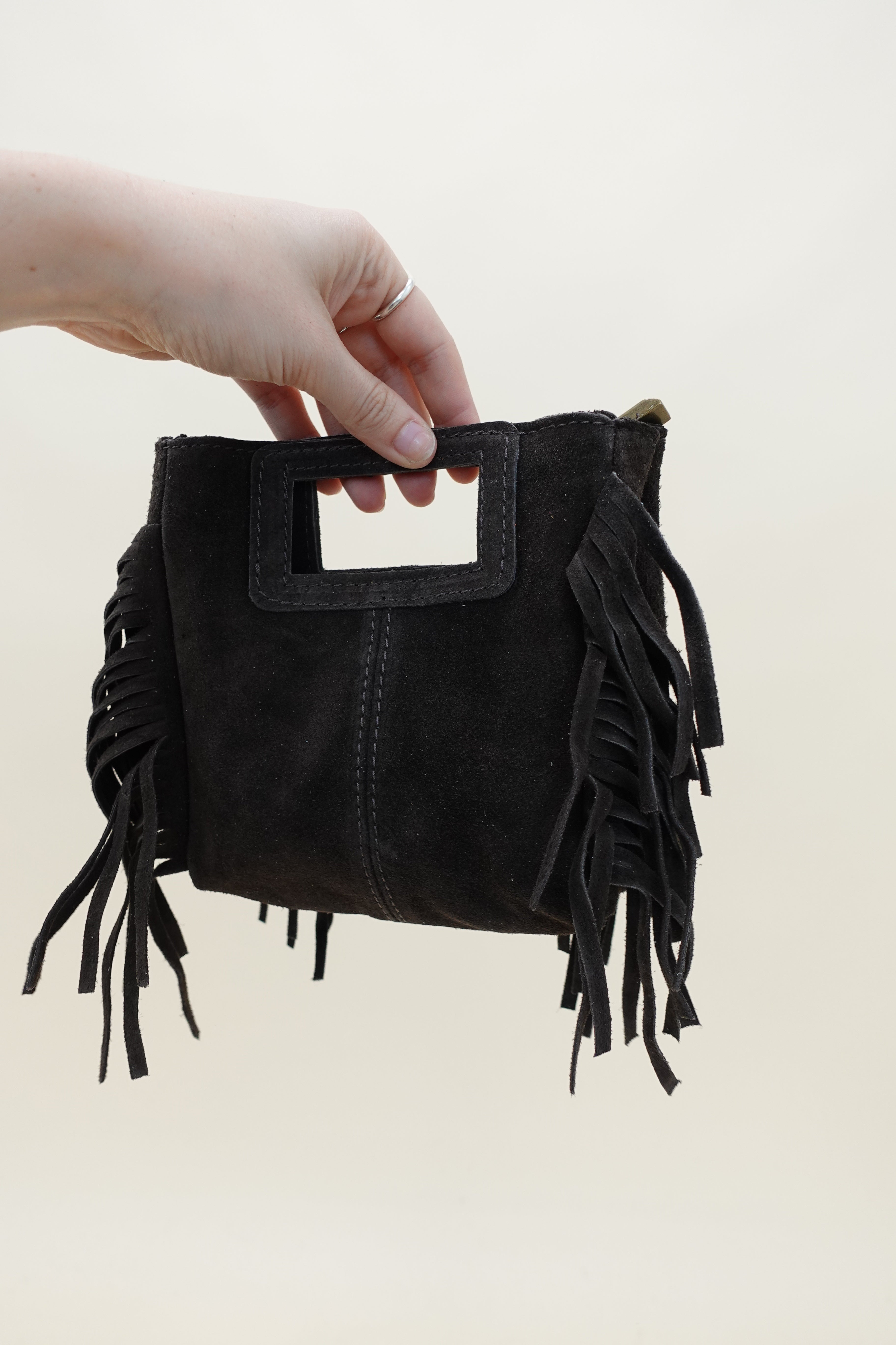 Borsa Frange Mini Pelle Marrone