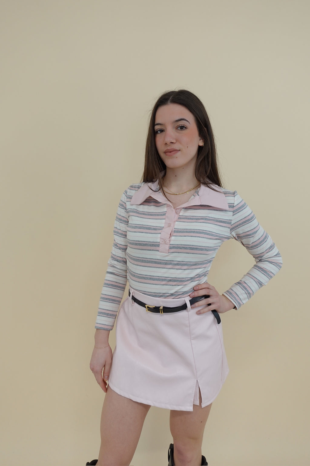 Body Polo Line Rosa